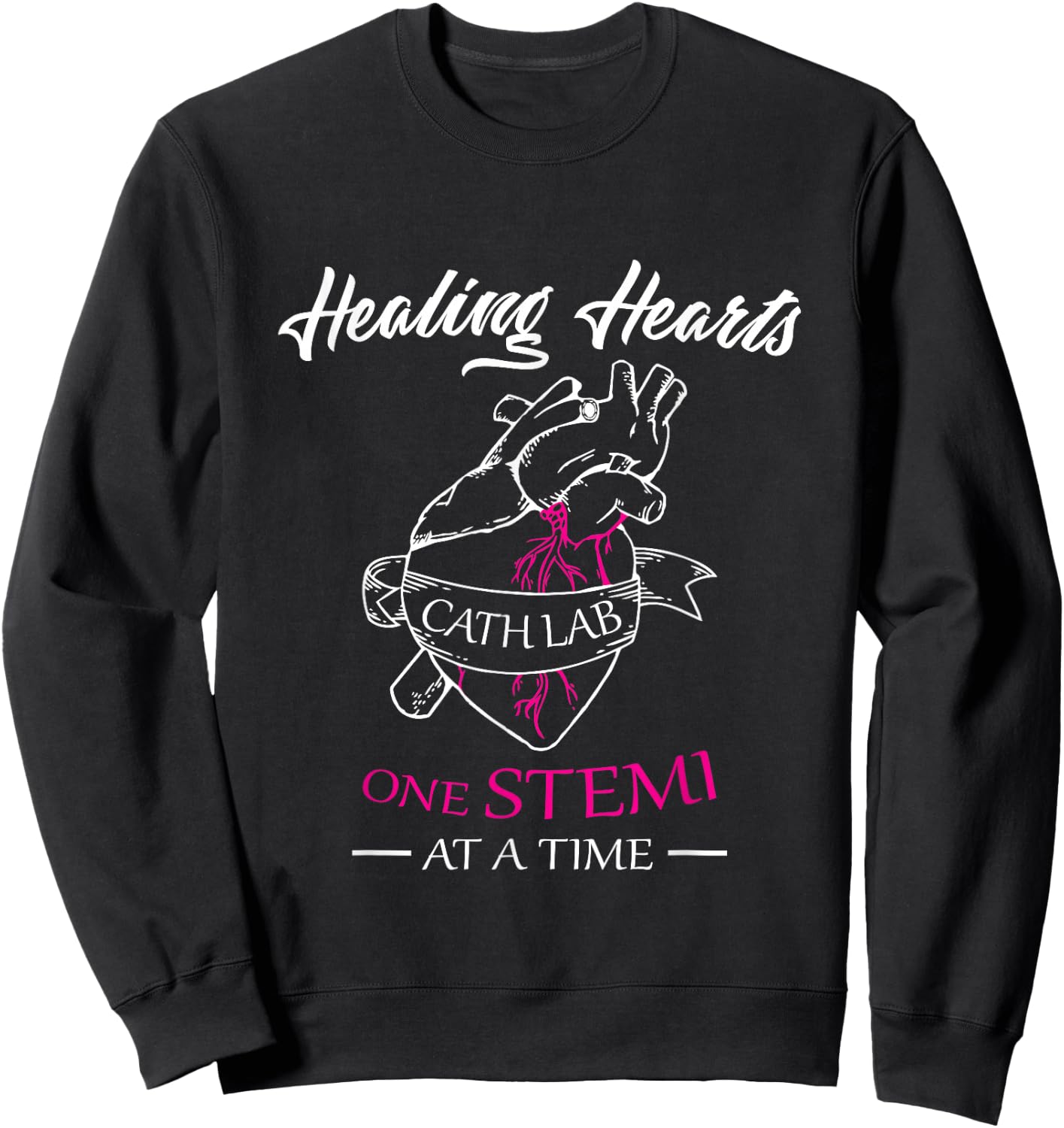 Cath Lab Nurse Gift, Nurse Stemi Cardiac Care Healing Heart Sweatshirt - Sweatshirt | Black
