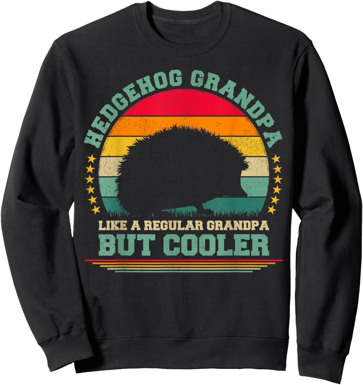 Hedgehog Lover Funny Vintage Hedgehog Grandpa Father's Day Sweatshirt - Sweatshirt | Black