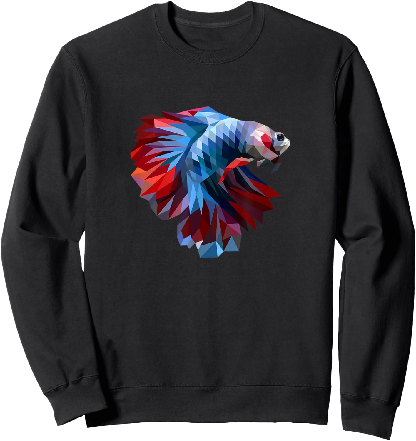 Colorful Geometric Betta Fish, Dad Mom Boy Girl Birth-day Sweatshirt - Sweatshirt | Black