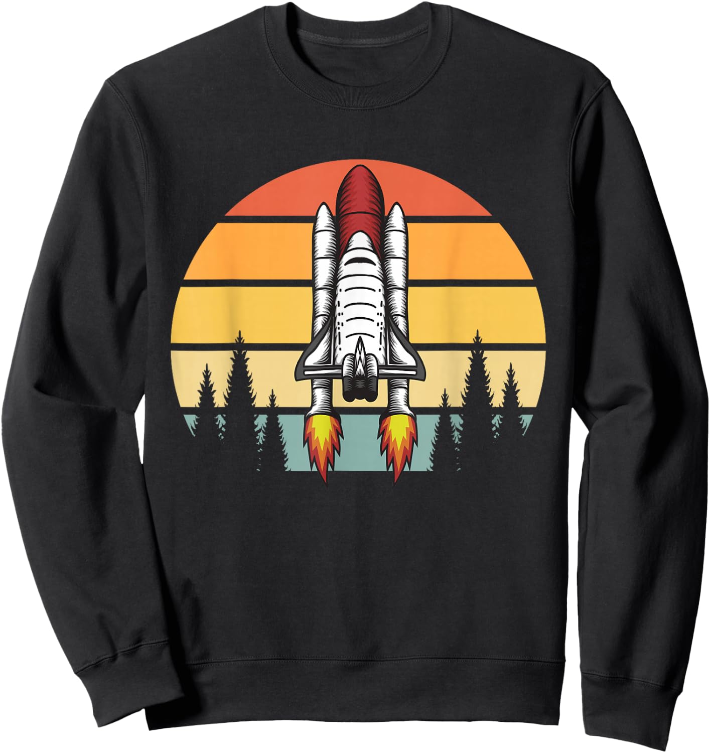 Vintage Retro Space Ship Science Rocket Sweatshirt - Sweatshirt | Black