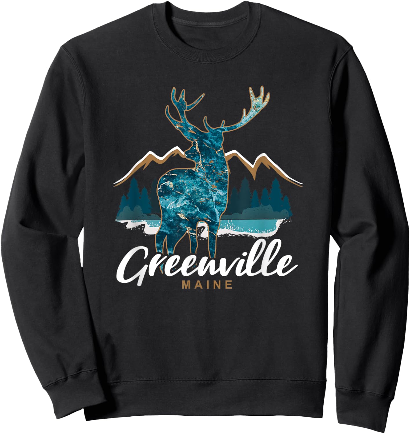 Greenville Maine ME USA Moosehead Lake Vacation Souvenir Sweatshirt - Sweatshirt | Black