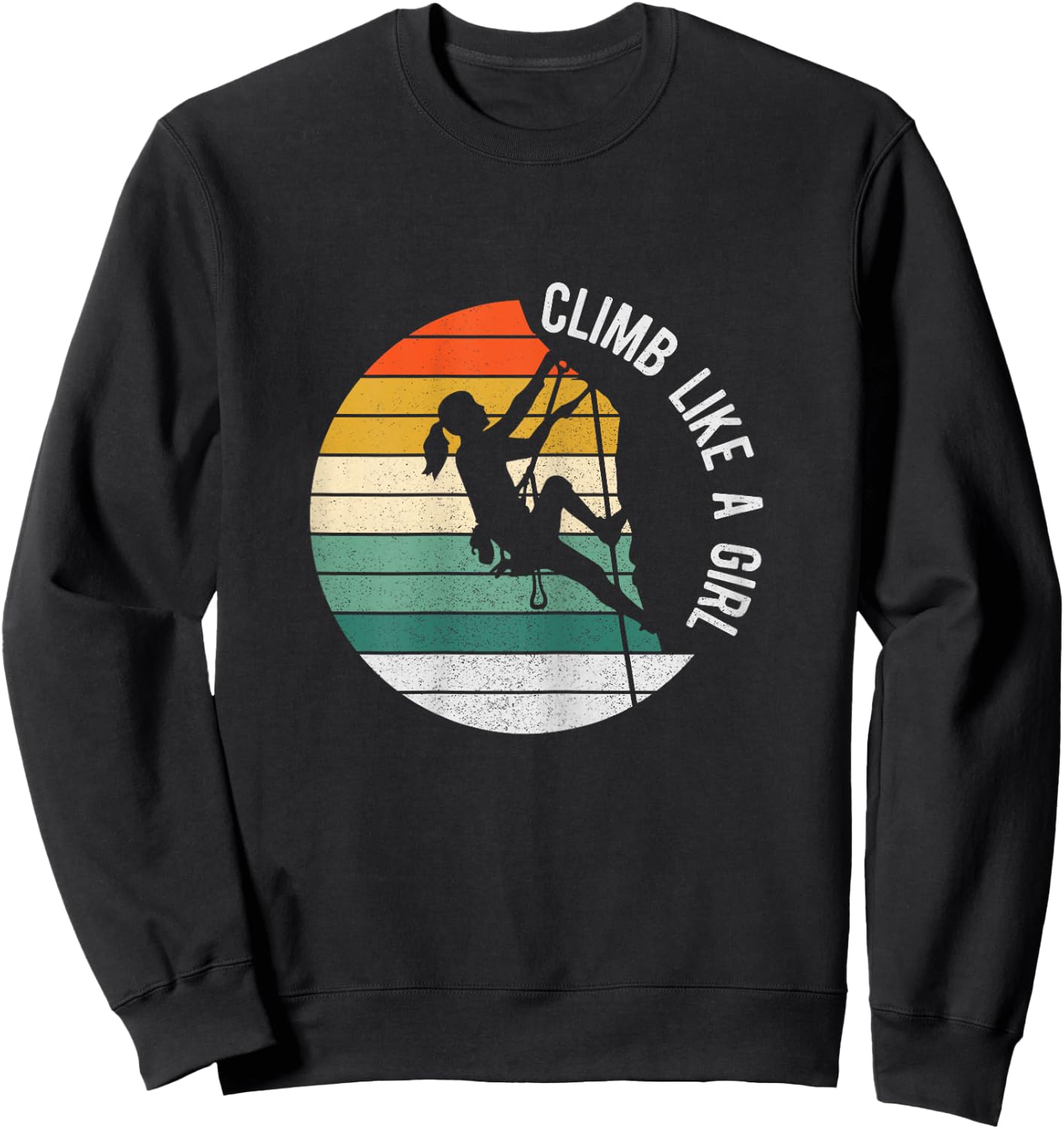 Climb Like A Girl Rock Climbing Gear Kids Women Sunset Sweatshirt - Sweatshirt | Black
