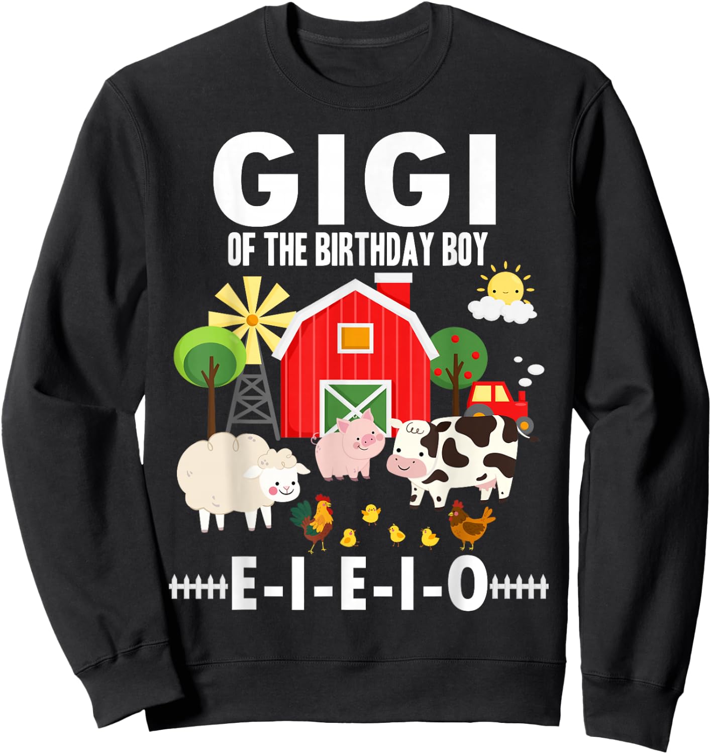 Gigi of The Birthday Boy Farm Animal Matching Family Party Sweatshirt - Sweatshirt | Black