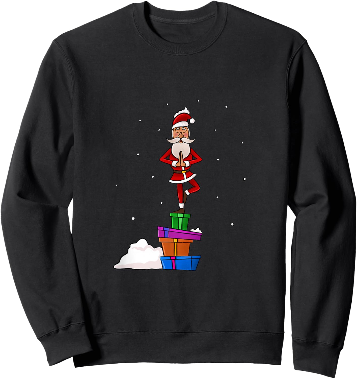 Funny Christmas Santa Claus Meditating Yoga Lover Teacher Women Sweatshirt - Sweatshirt | Black