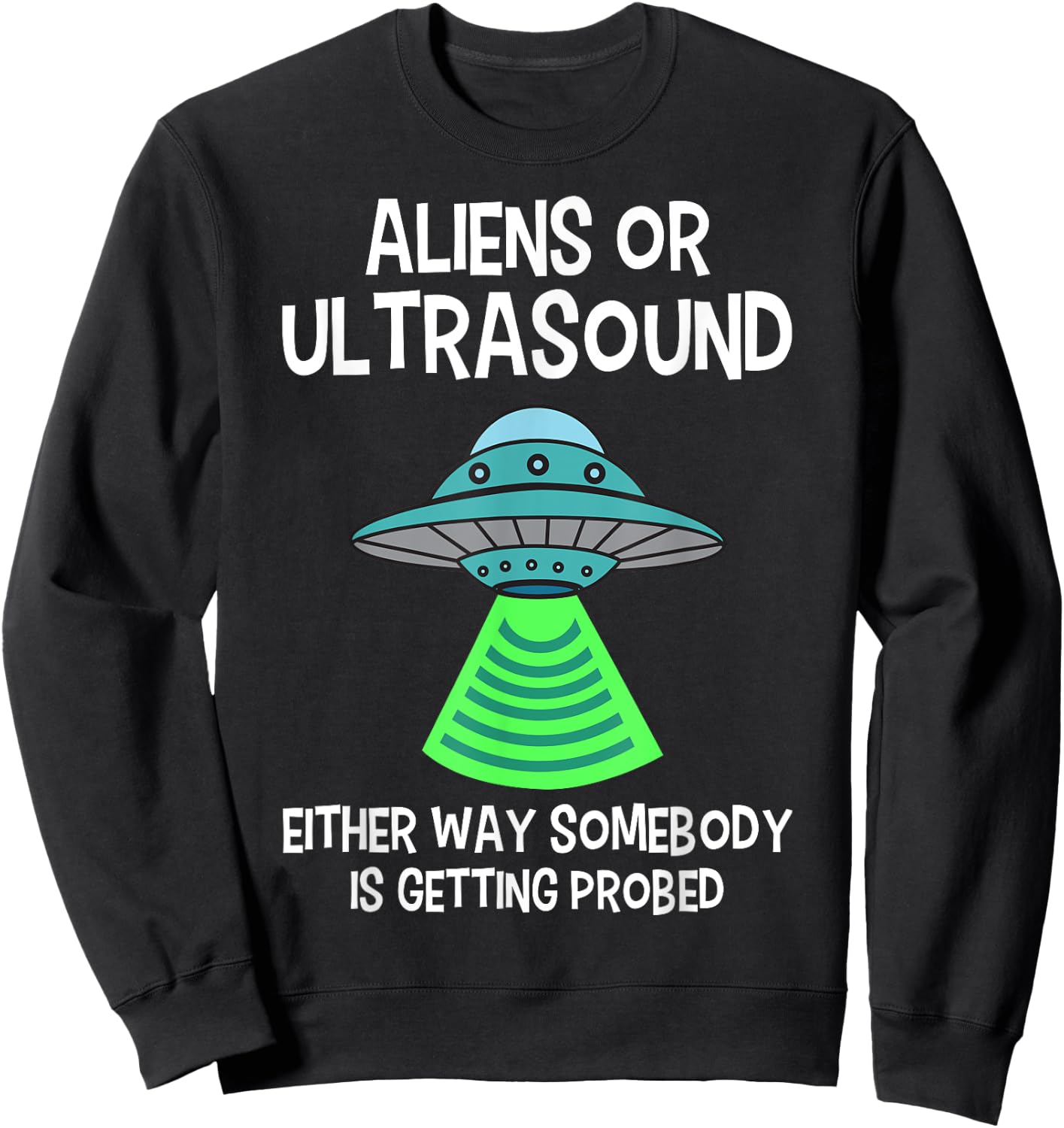 Ultrasound Tech Alien Apparel -Adults Black Small Classic Fit Short Sleeve Medical Ultrasound Themed Shirts Sweatshirt - Sweatshirt | Black
