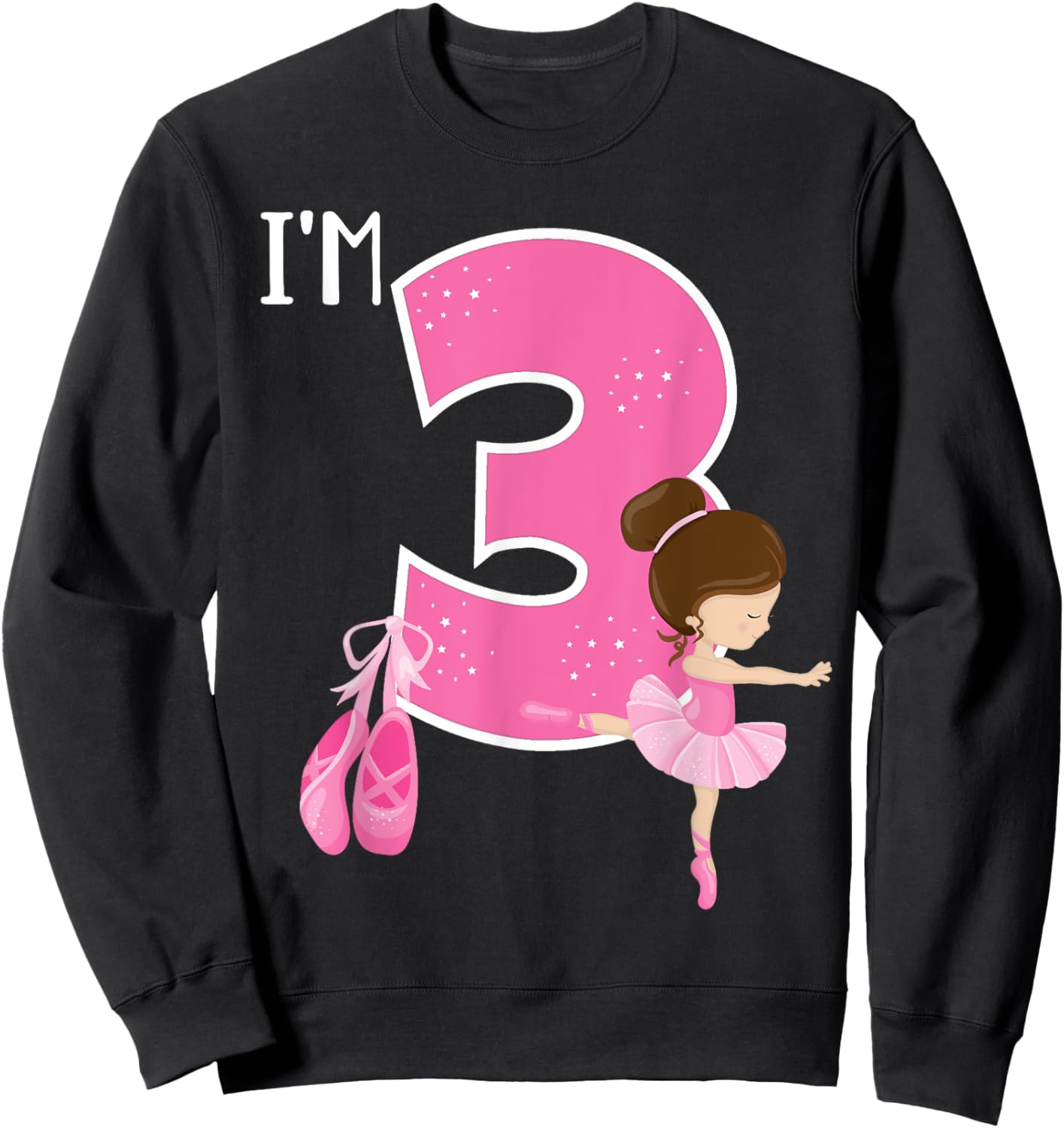 Girl's 3 Year Old Ballerina 3rd Birthday Party Ballet Dancer Sweatshirt - Sweatshirt | Black