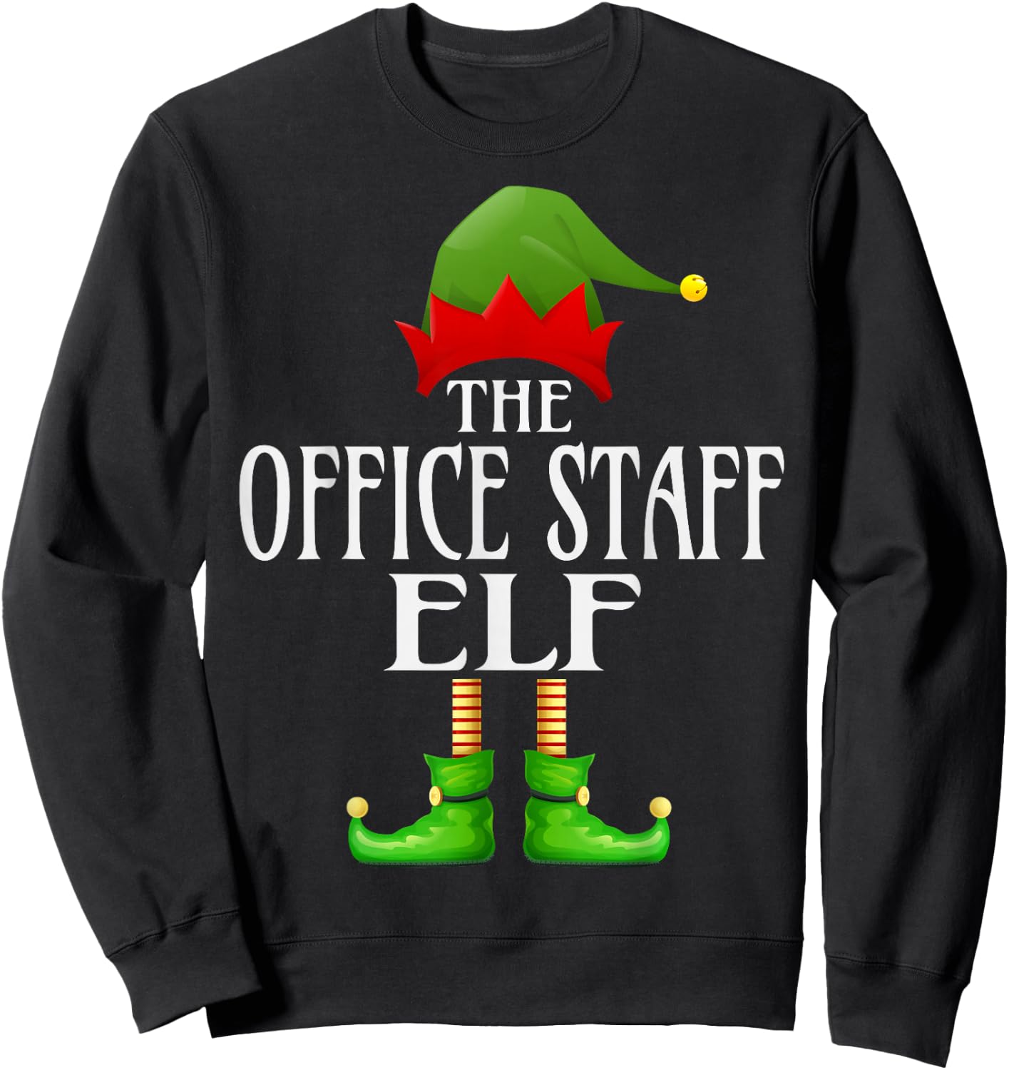Office Staff Elf Xmas Funny Family Matching Group Christmas Sweatshirt - Sweatshirt | Black