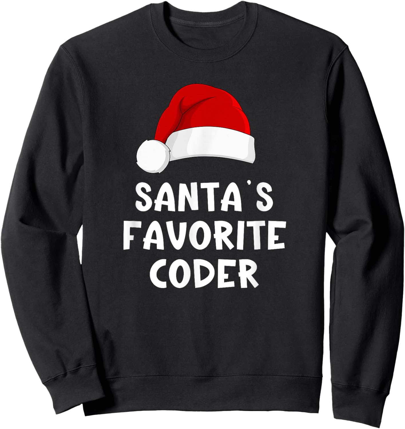Christmas Santa's Favorite Coder Funny Xmas Pajama Coding Sweatshirt - Sweatshirt | Black