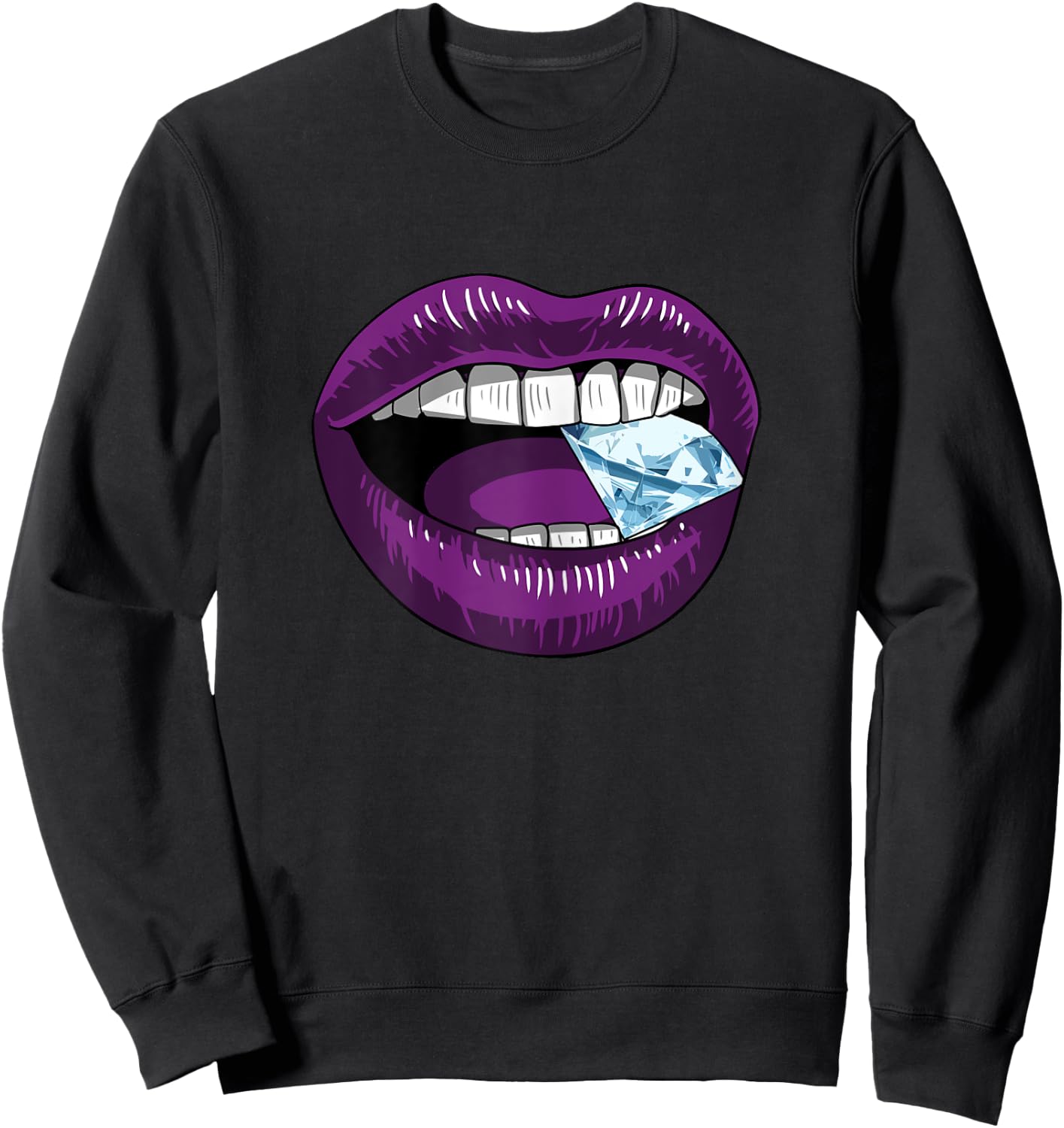 Violet Magenta Jewel Lips Girl Babe Mouth Sexy Gem Lady Gift Sweatshirt - Sweatshirt | Black