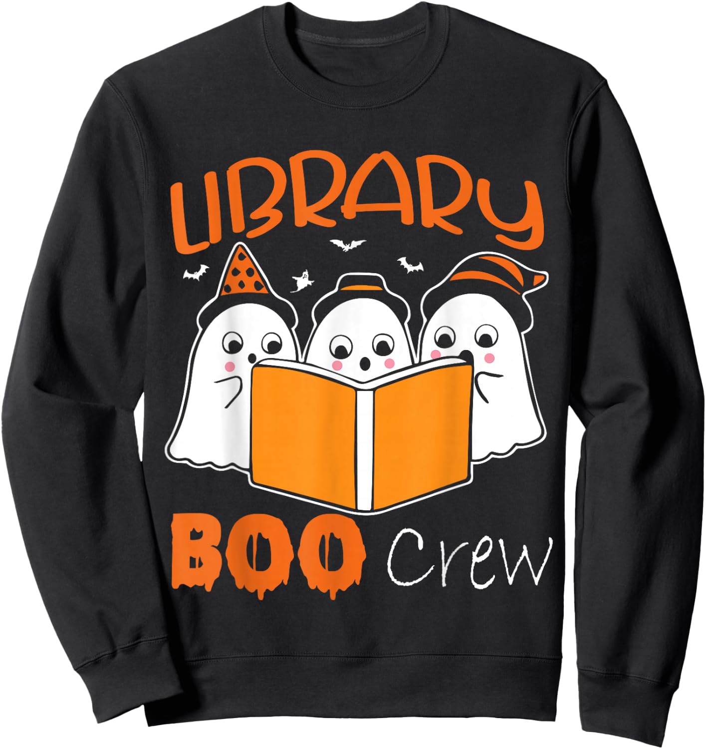 Library Boo Crew School Librarian Halloween Library Book Sweatshirt - Sweatshirt | Black
