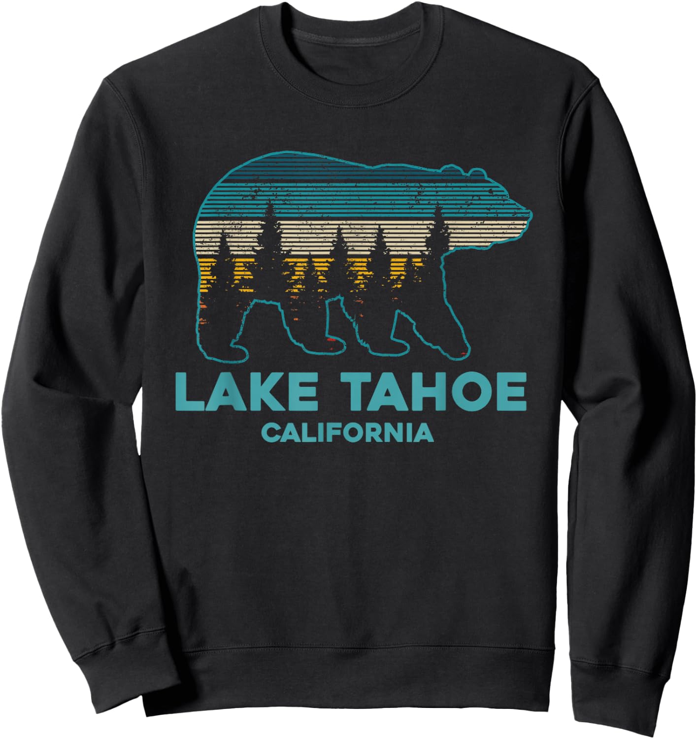 Lake Tahoe Vintage California Grizzly Bear Souvenir Gift Sweatshirt - Sweatshirt | Black