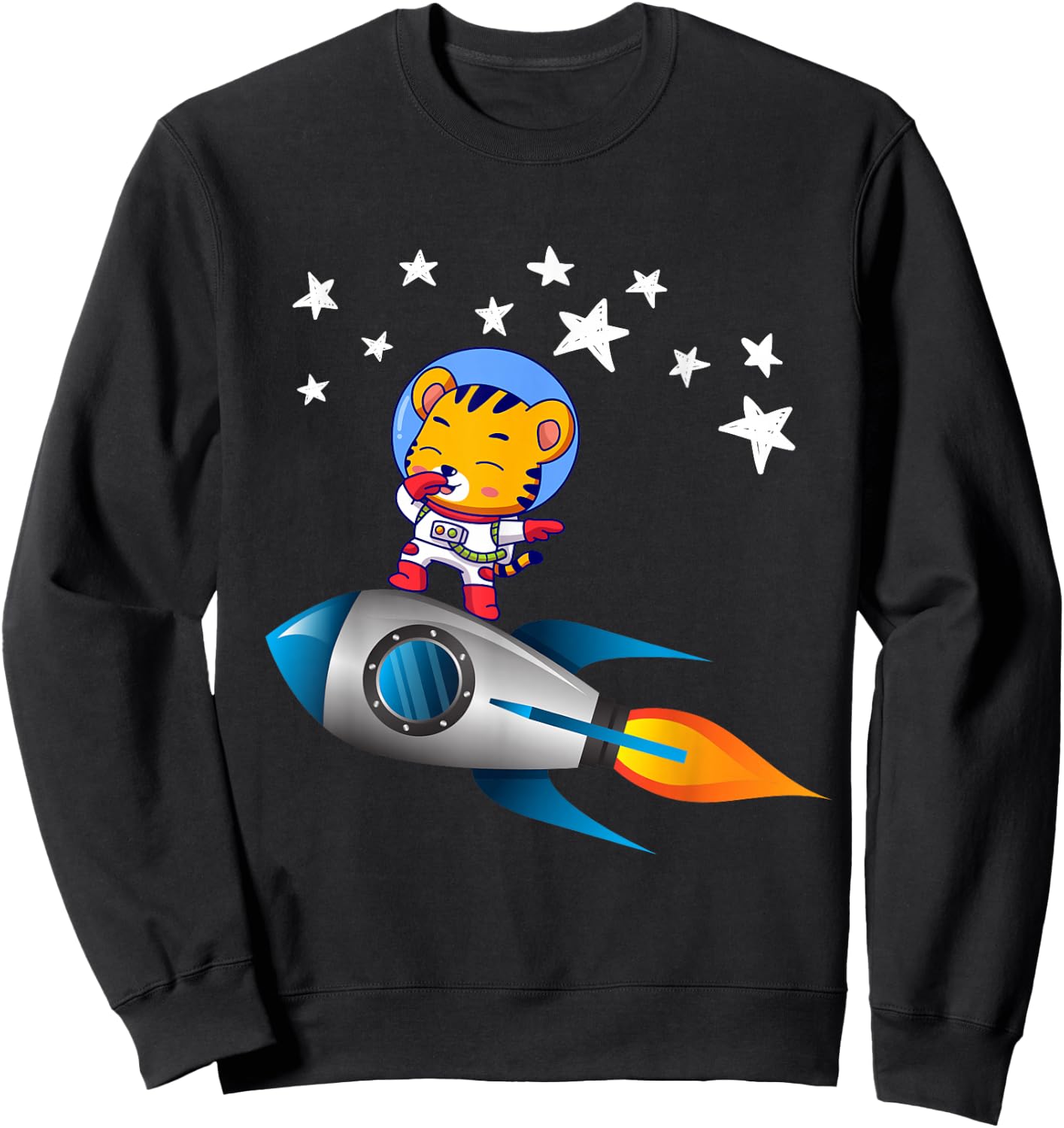 Tiger Astronaut Dabbing On Rocket Space Ship Dab Sweatshirt - Sweatshirt | Black