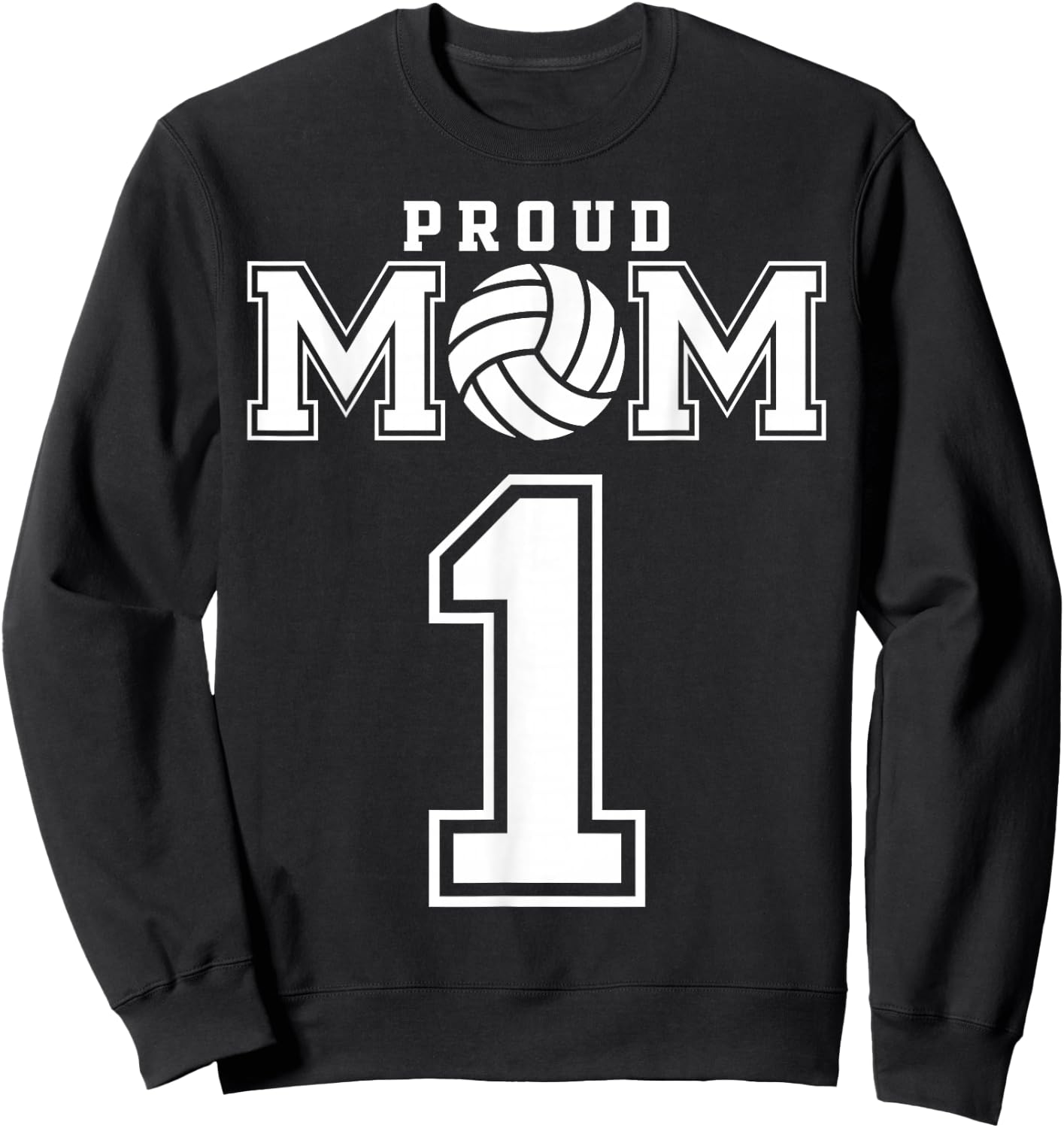 Custom Proud Volleyball Mom Number 1 Personalized Women Sweatshirt - Sweatshirt | Black