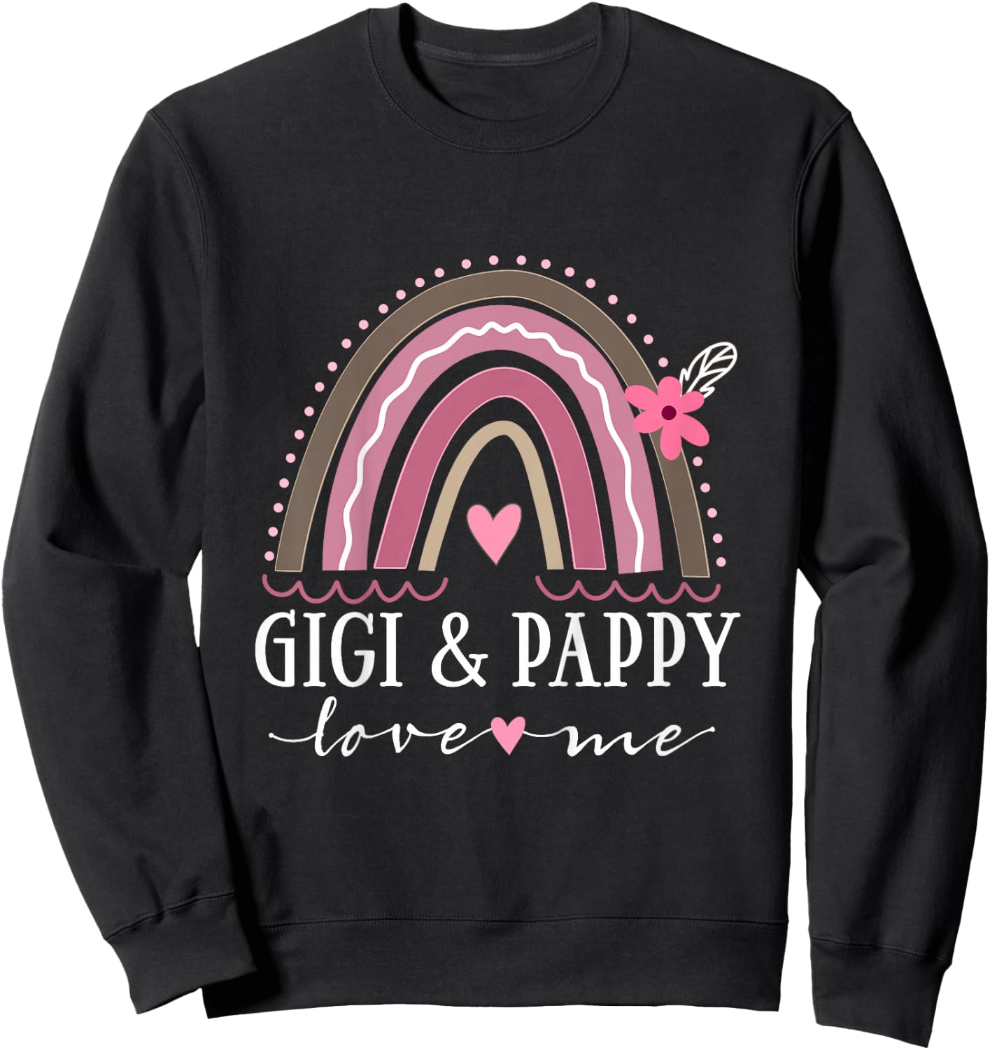Kids Gigi and Pappy Love Me Girls Grandchild Boho Rainbow Sweatshirt - Sweatshirt | Black