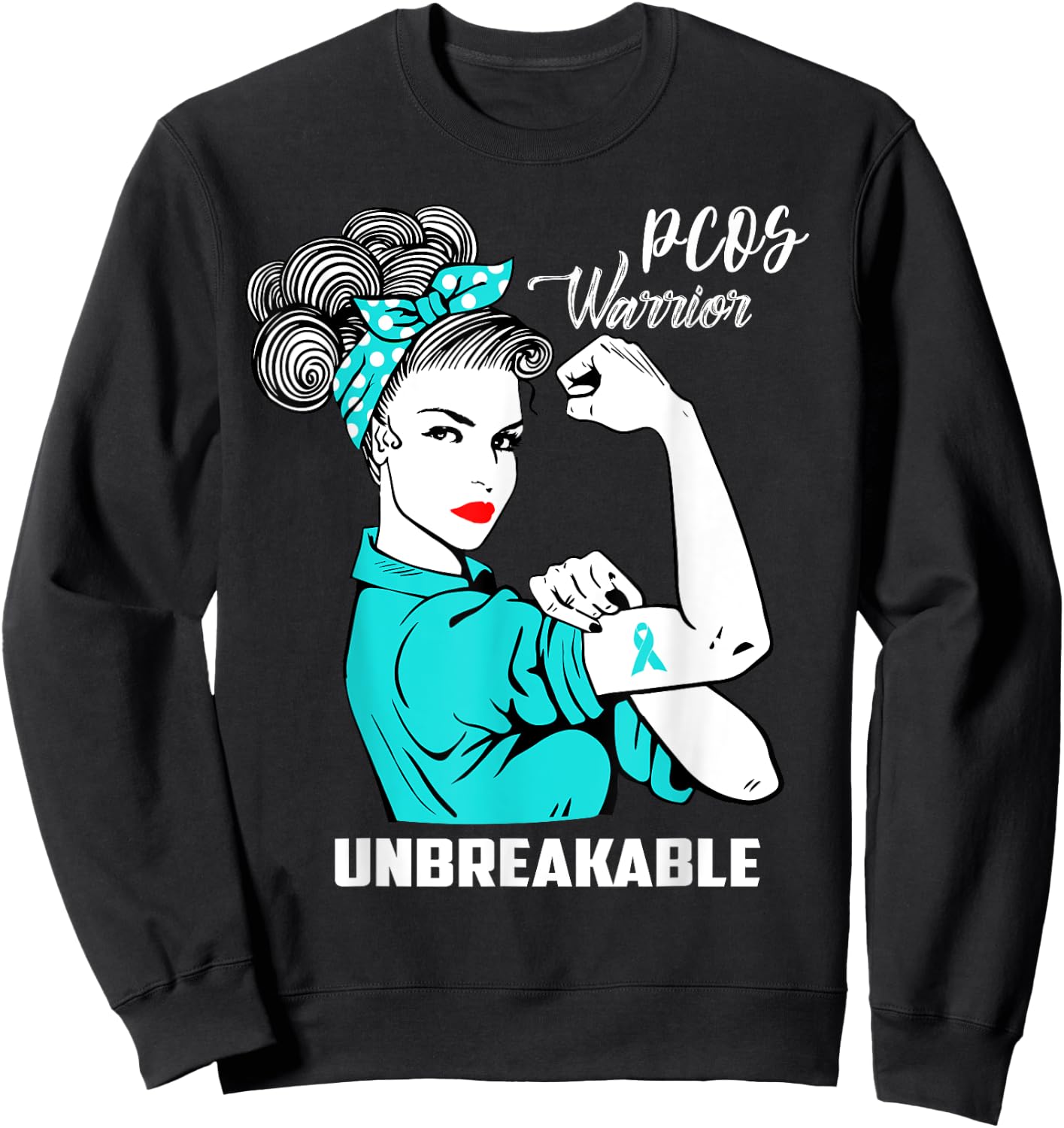 PCOS Warrior Unbreakable PCOS Awareness Gift Shirt Sweatshirt - Sweatshirt | Black