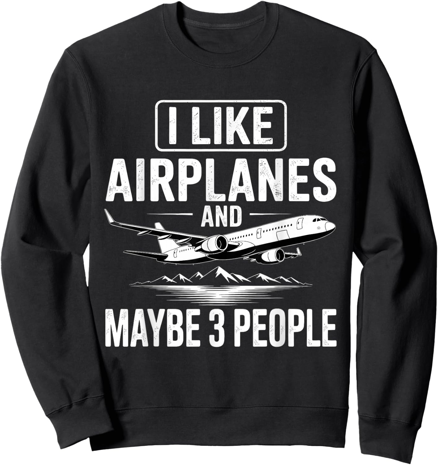 I Like Airplanes and Maybe 3 People Sweatshirt - Sweatshirt | Black