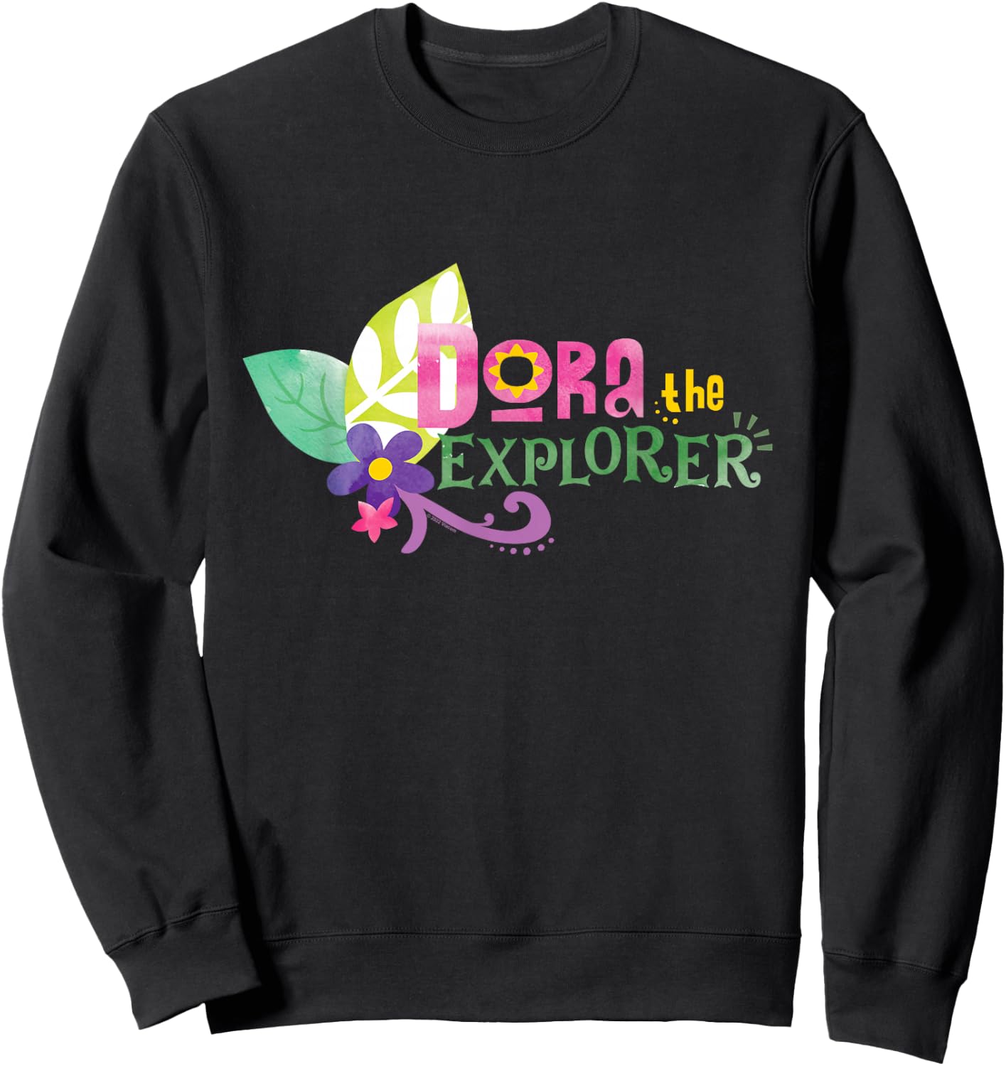 Dora the Explorer Floral Lettering Sweatshirt - Sweatshirt | Black
