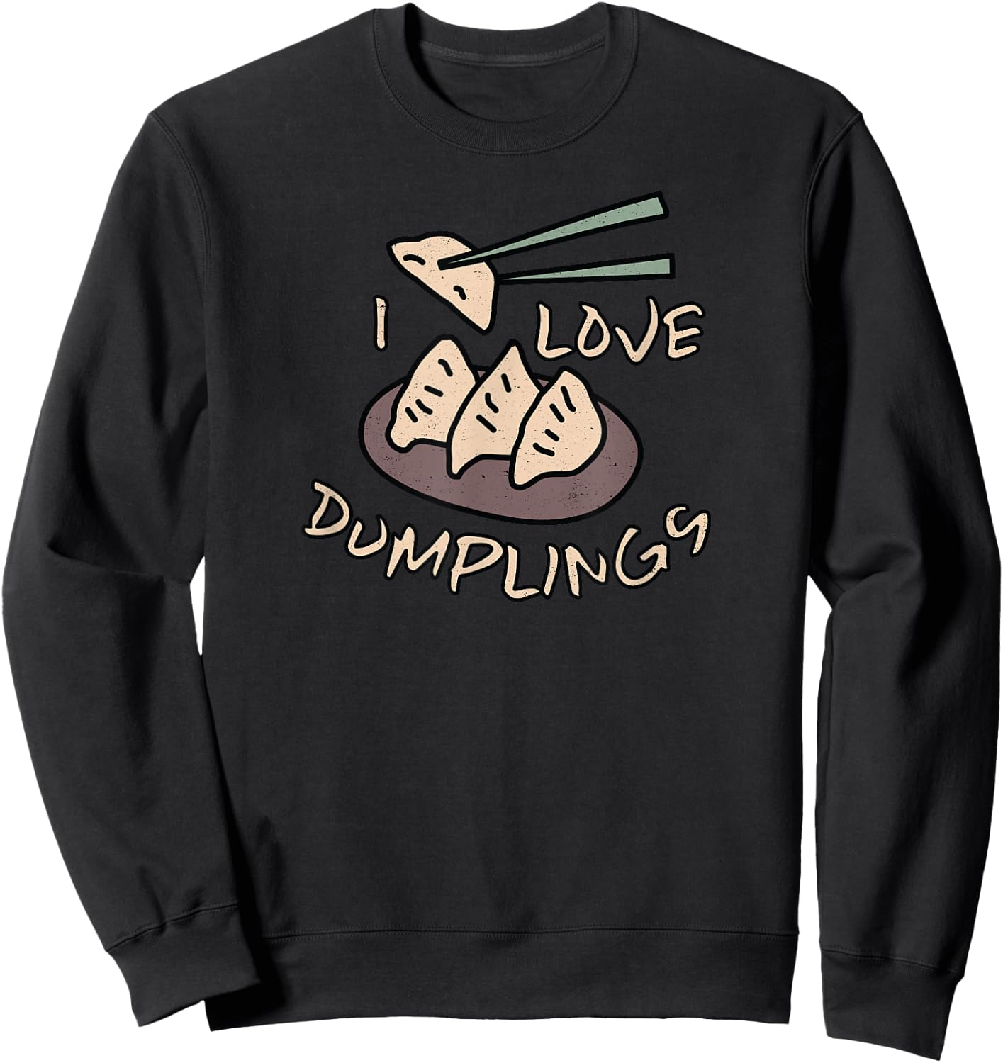 I Love Dumplings with Chopsticks Sweatshirt - Sweatshirt | Black
