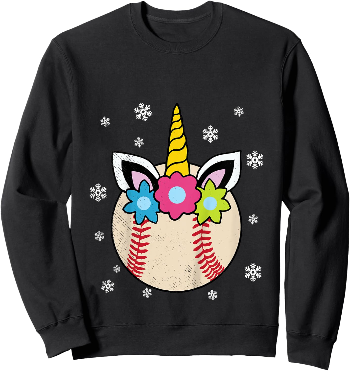 Unicorn Baseball Cute Sports Player Fan Girls Kids Sweatshirt - Sweatshirt | Black