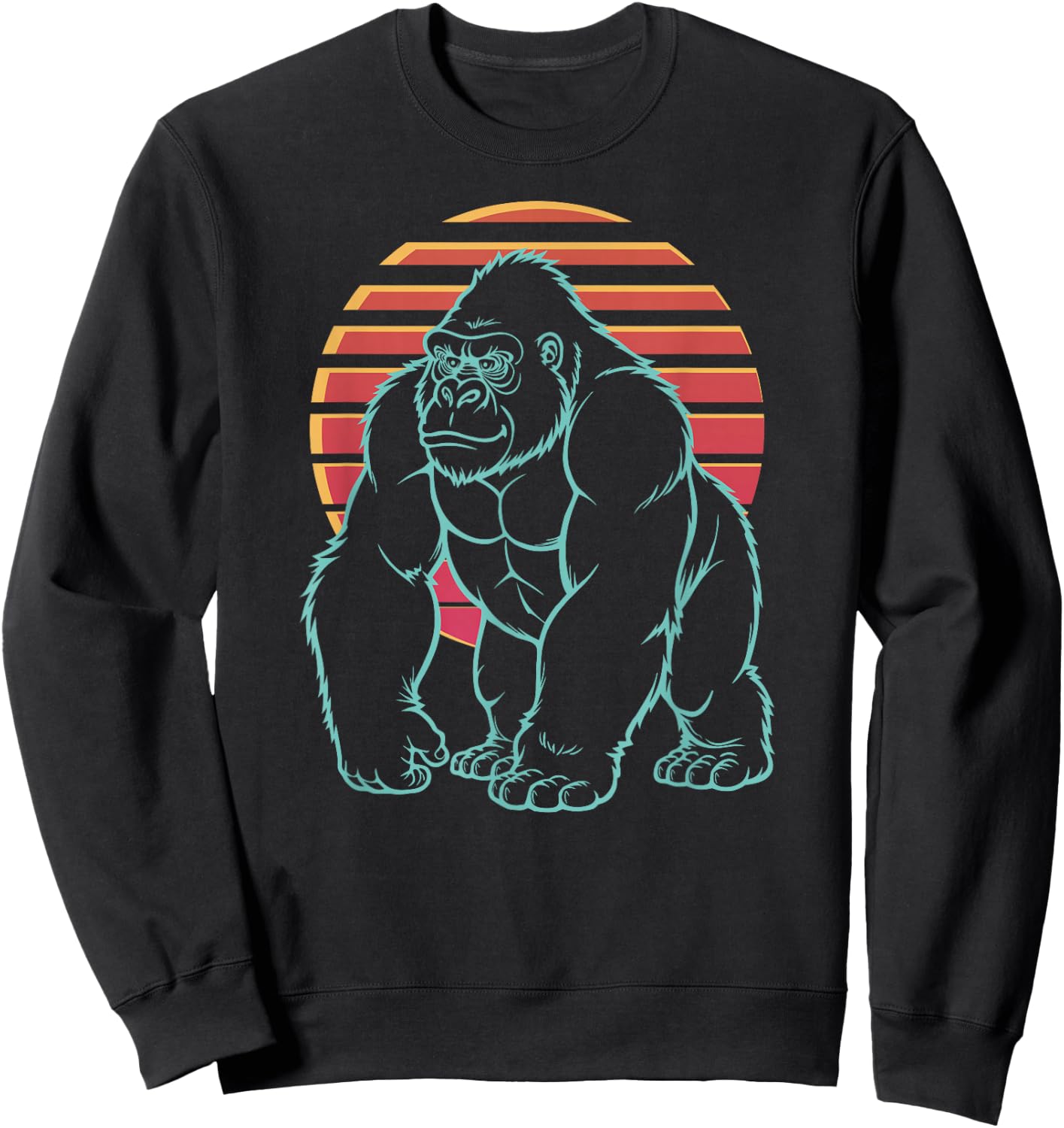 Gorilla Silverback Lover Animal Retro Synthwave 80s Sweatshirt - Sweatshirt | Black