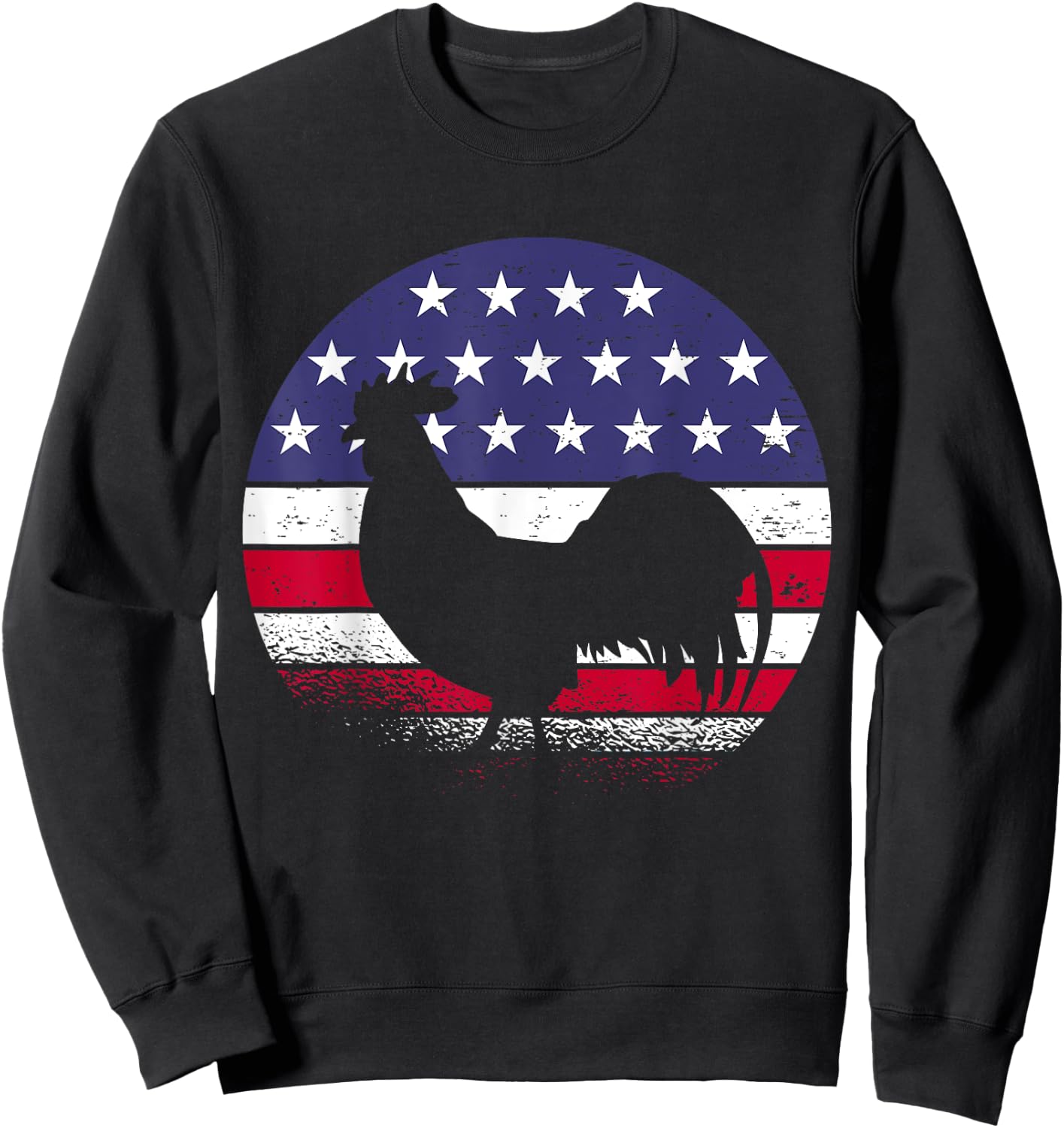 Chickens American Flag USA Rooster Women Men Sweatshirt - Sweatshirt | Black