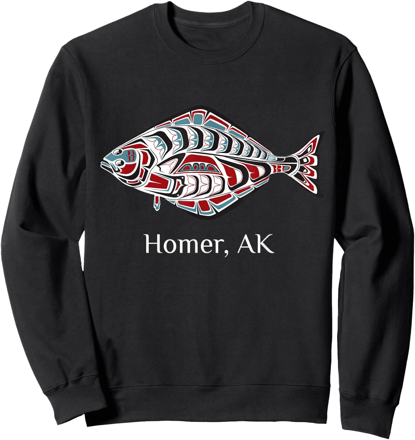 Homer, Alaska Native American Halibut Fishermen Gift Sweatshirt - Sweatshirt | Black