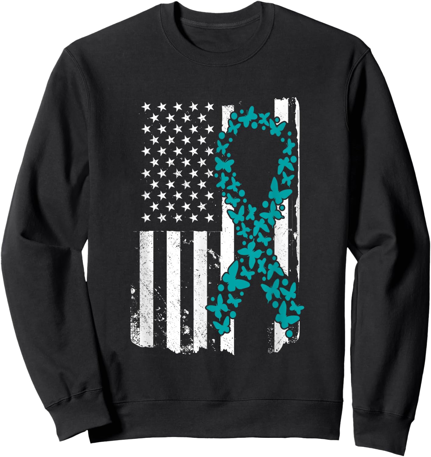 Ovarian Cancer Ribbon Awareness Mother's Day Sweatshirt - Sweatshirt | Black