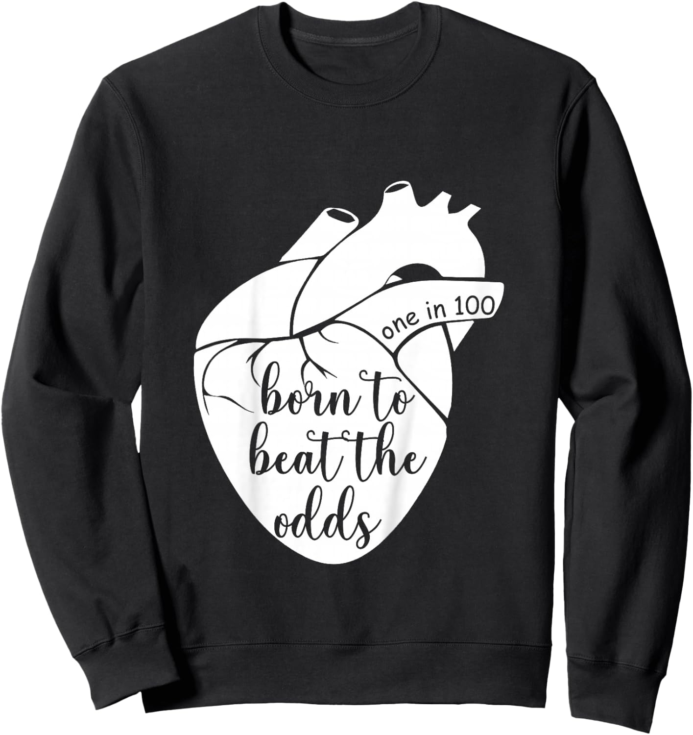 Kids Born to That Beat The Odds CHD Awareness Heart Warrior Sweatshirt - Sweatshirt | Black