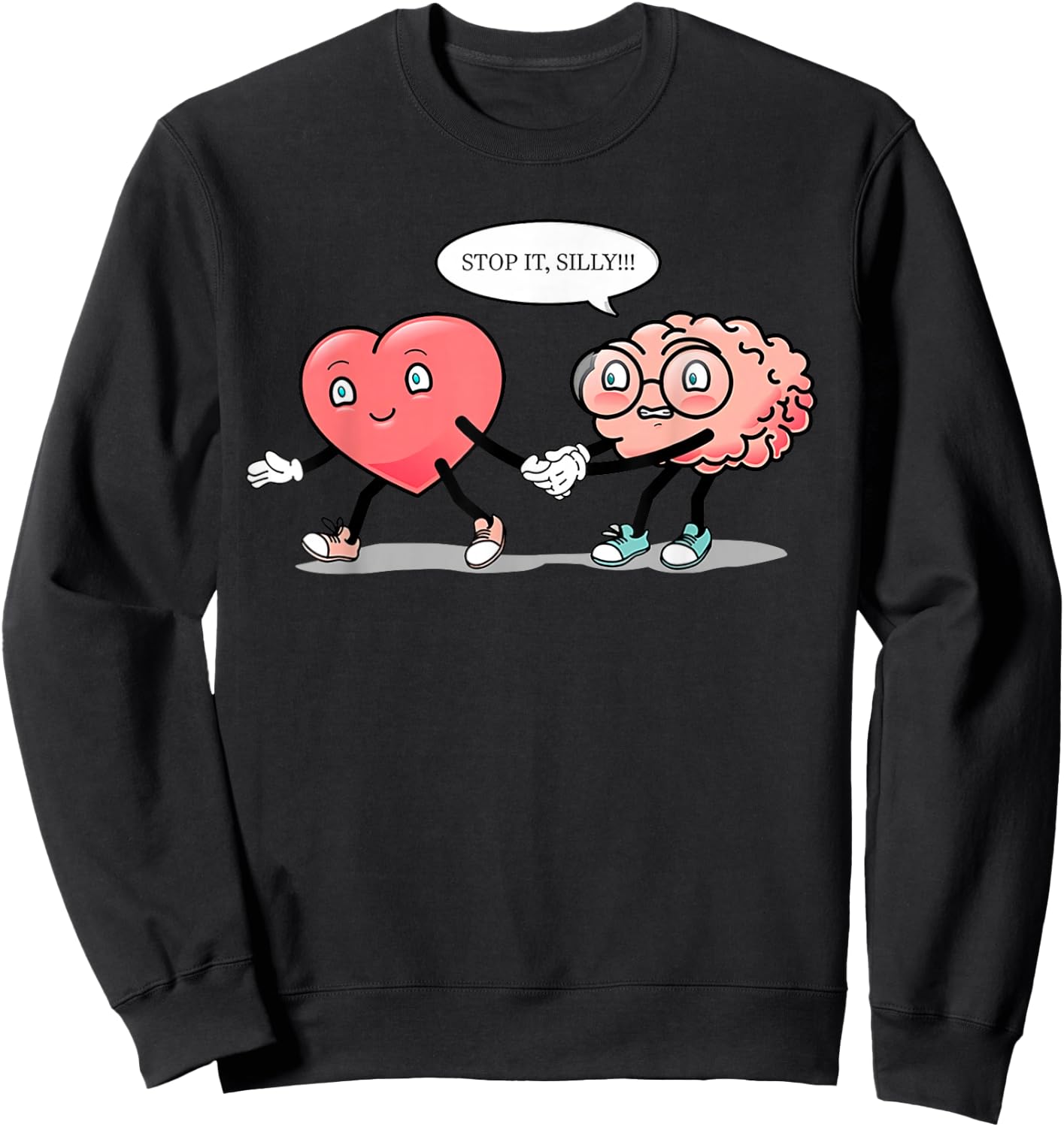 Heart vs Brain Heart Leading Brain Valentines Sweatshirt - Sweatshirt | Black