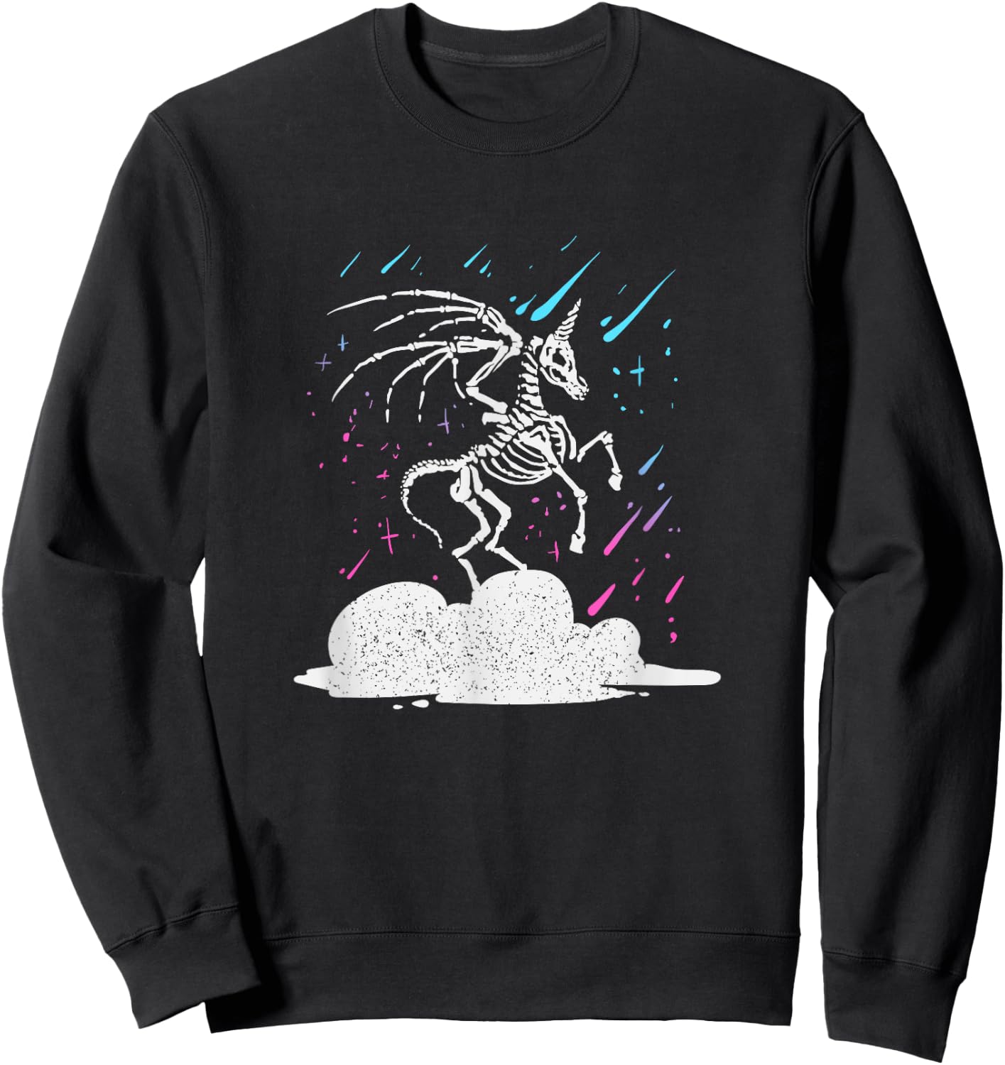 Dead Unicorn Skeleton Rainbow Artwork Sweatshirt - Sweatshirt | Black