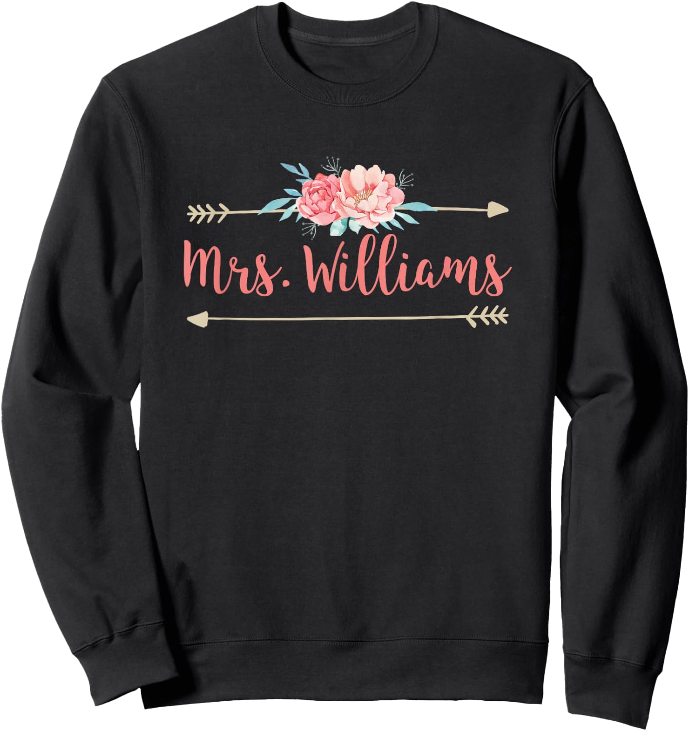Cute Mrs. Williams Last Name Flower Sweatshirt - Sweatshirt | Black