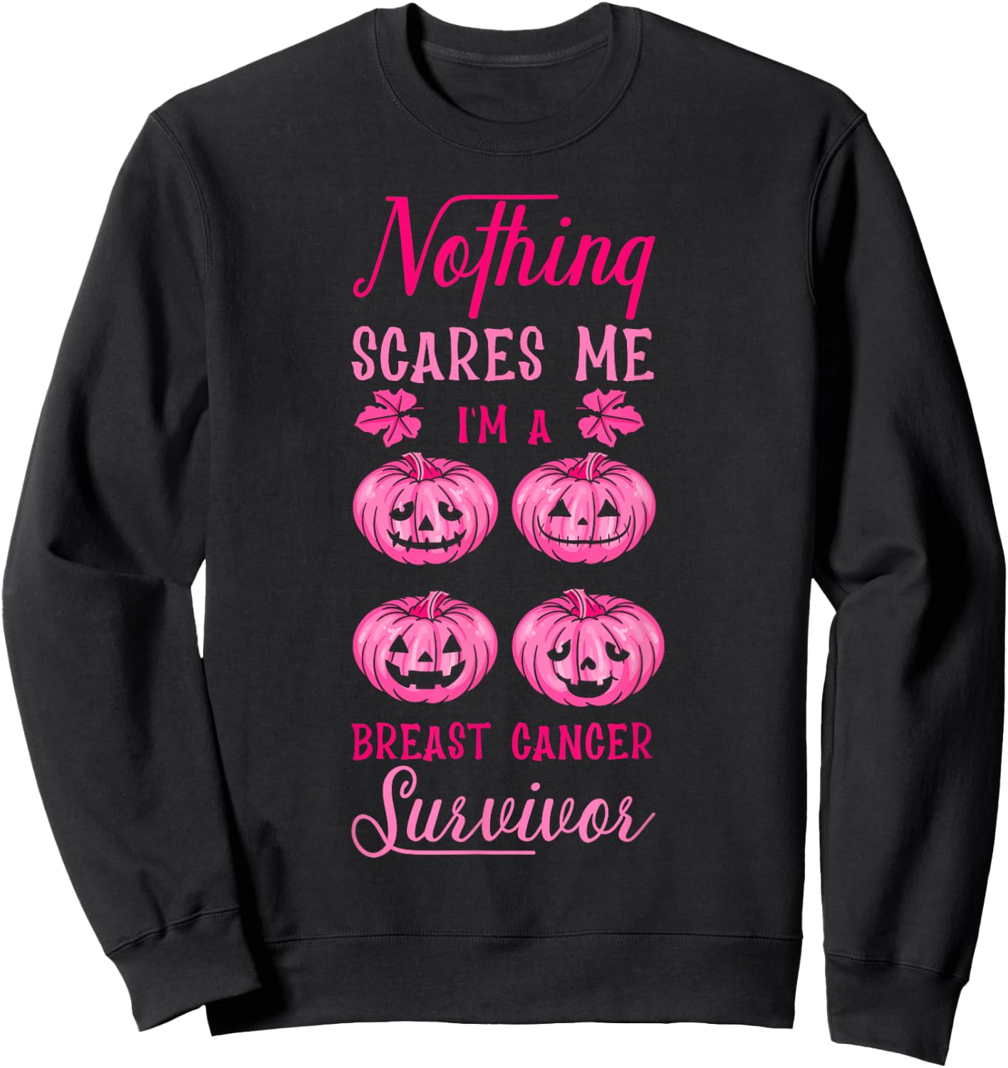 Breast Cancer Halloween Party Survivor Pink Pumpkin Sweatshirt - Sweatshirt | Black