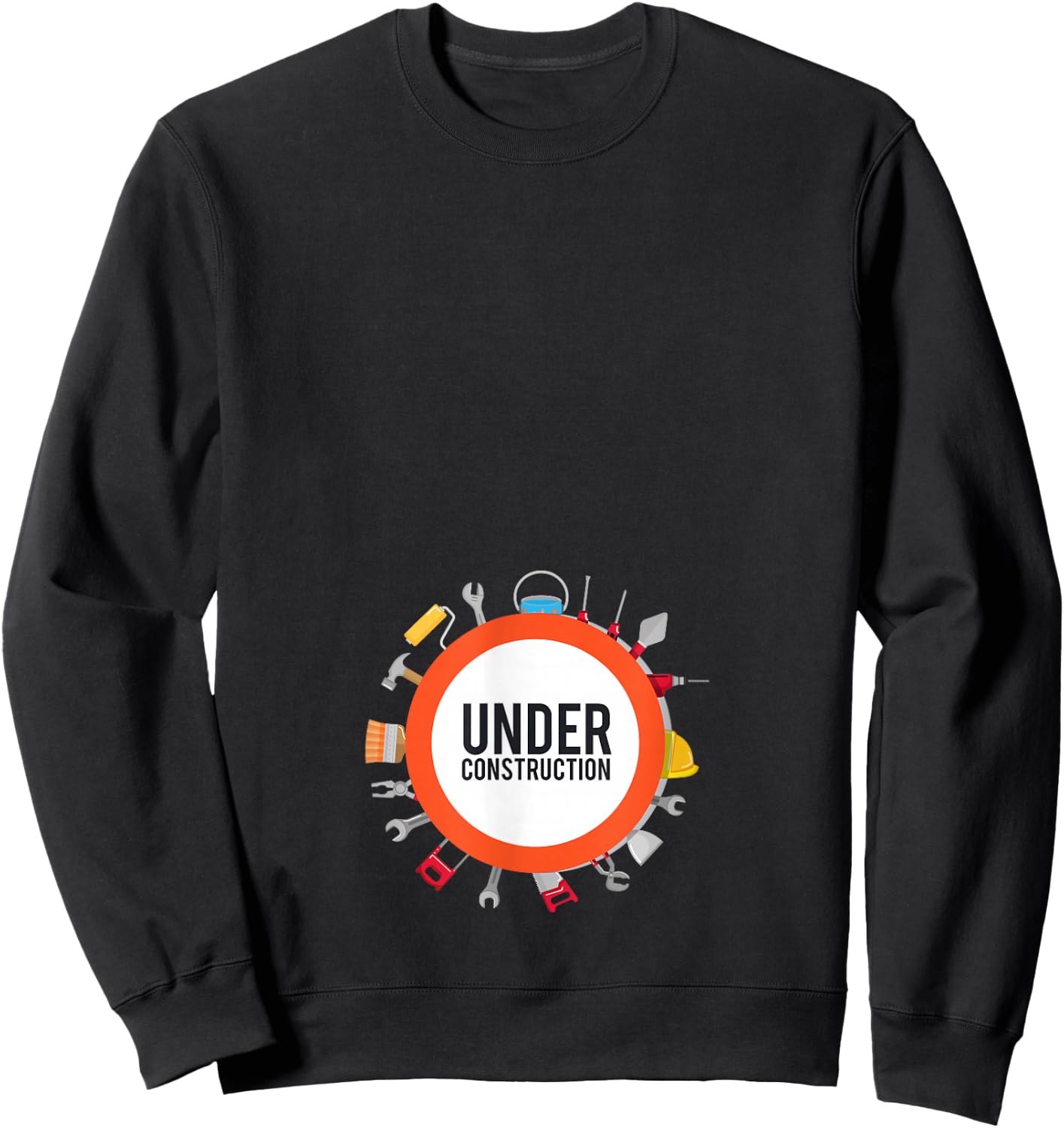 Funny Under Construction Pregnancy Announcement Sweatshirt - Sweatshirt | Black