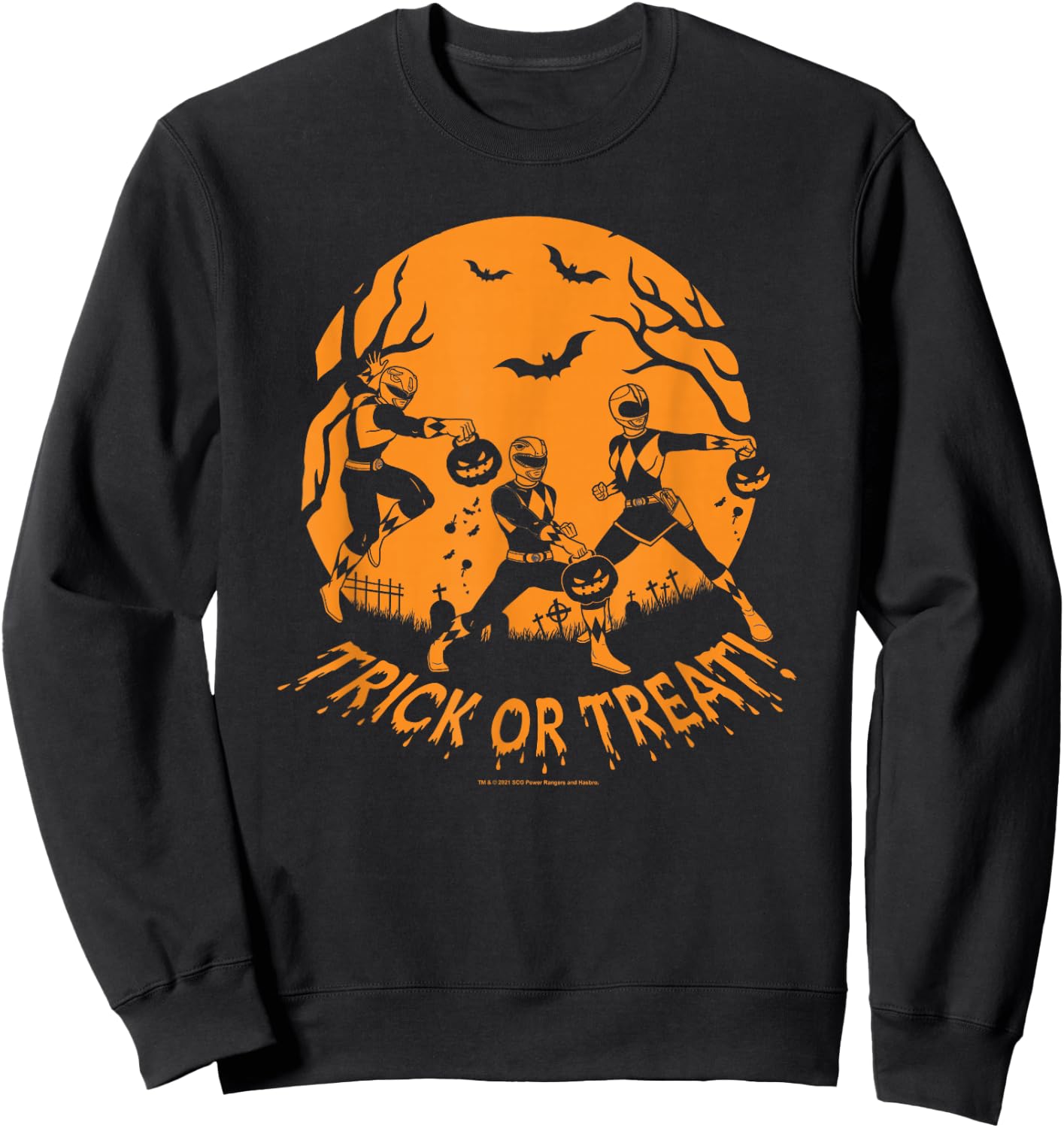 Power Rangers Halloween Group Shot Trick Or Treat Silhouette Sweatshirt - Sweatshirt | Black