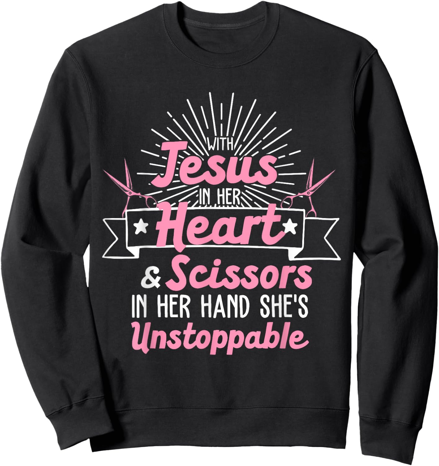 Best Hair Dresser Gift Jesus Religious Quote Funny Hairdresser Designs Girls Women Christian Hairstylists , Black Sweatshirt - Sweatshirt | Black