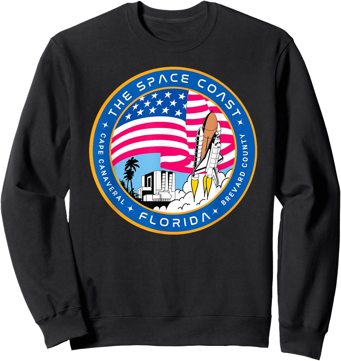 Space Coast Cape Canaveral Florida Space Shuttle Emblem Sweatshirt - Sweatshirt | Black
