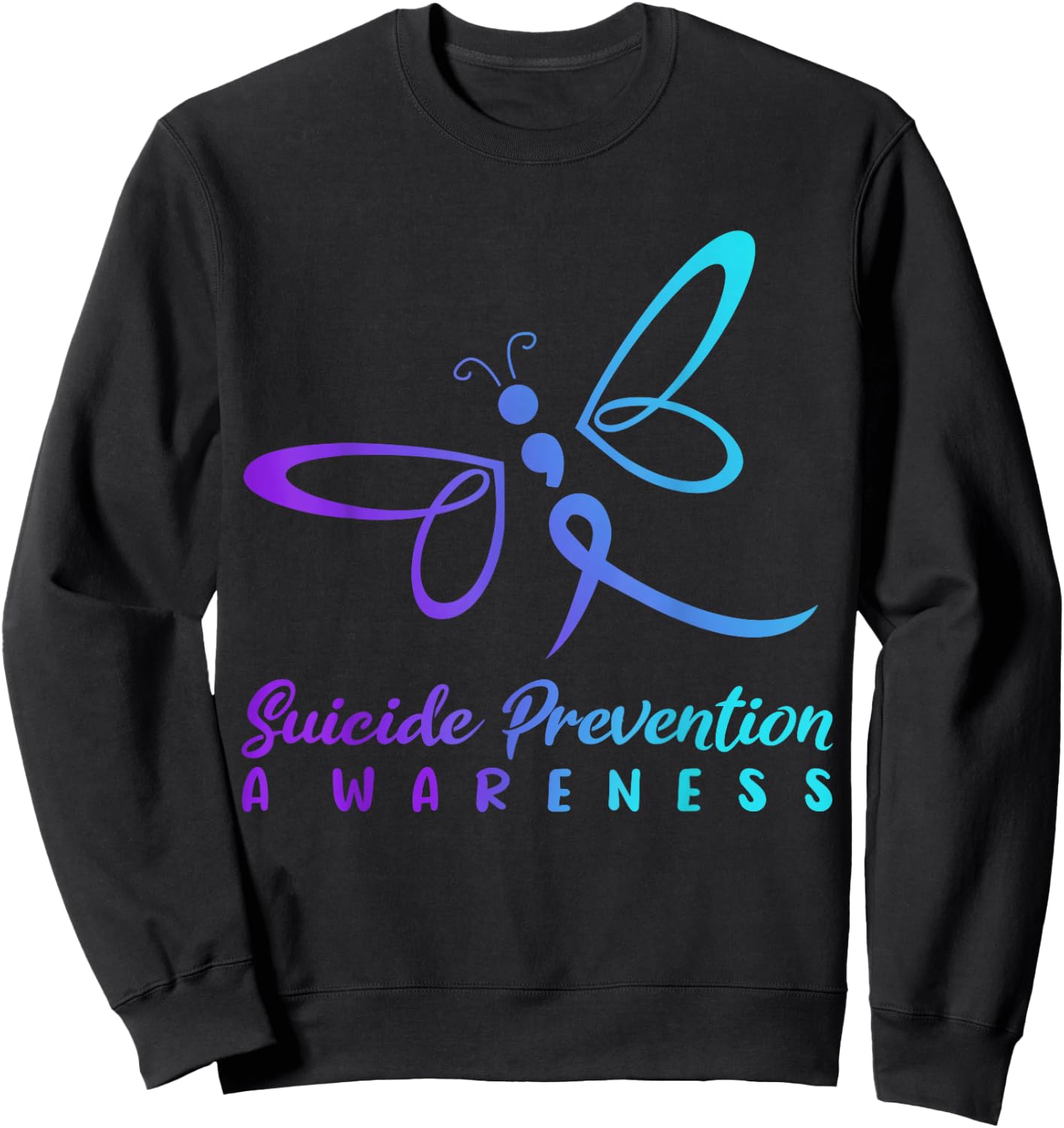 Dragonfly Suicide Prevention Awareness Pink And Teal Ribbon Sweatshirt - Sweatshirt | Black