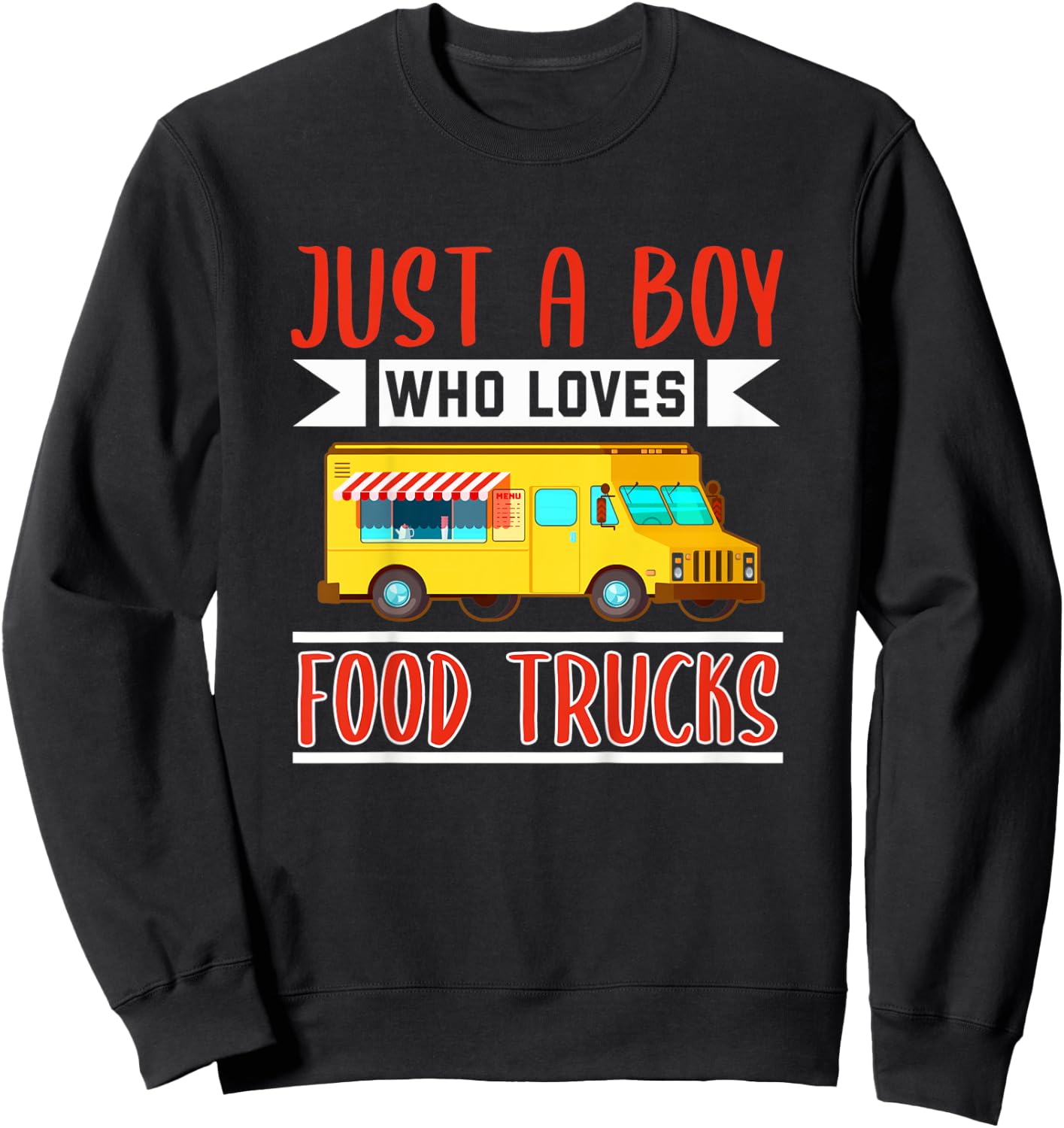 Kids Food Truck Shirt Boys Funny Street Food Food Truck Lover Sweatshirt - Sweatshirt | Black