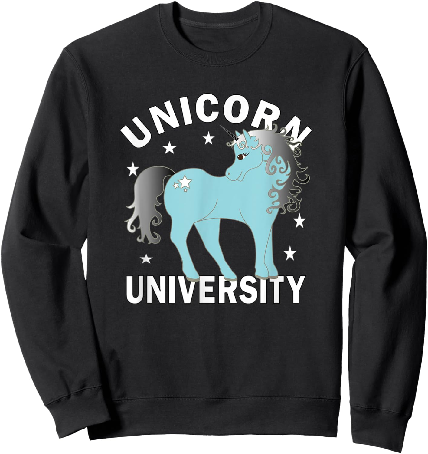 Blue Unicorn University White Stars Sweatshirt - Sweatshirt | Black