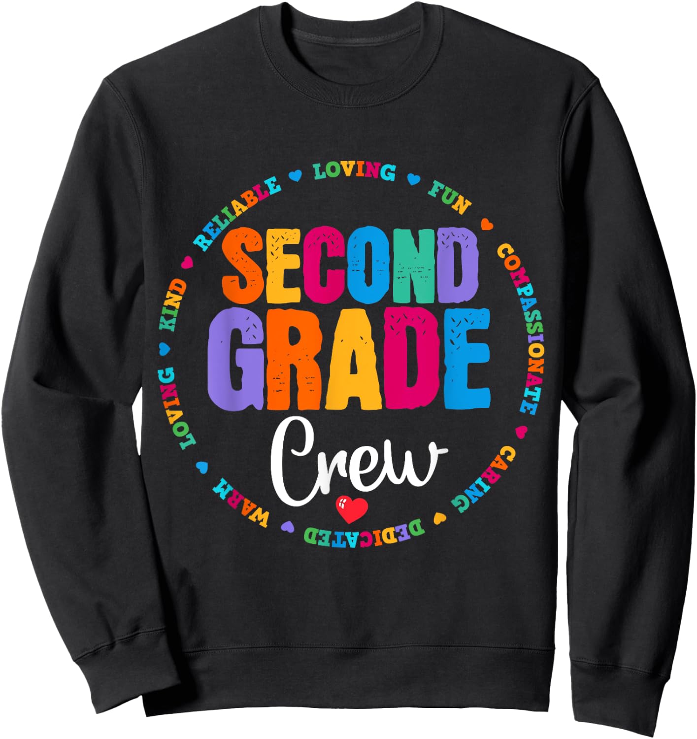 Second Grade Crew 2nd Back to School Teacher Team Squad Sweatshirt - Sweatshirt | Black