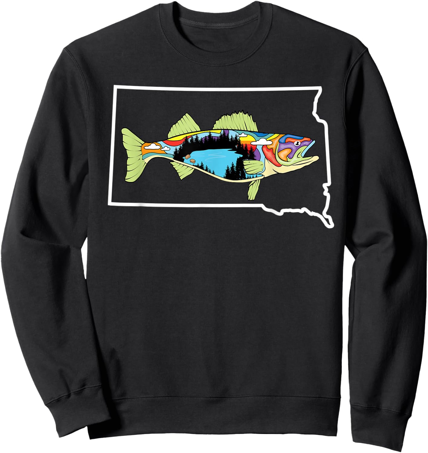 South Dakota Walleye Walleye Fishing Freshwater Fisherman Sweatshirt - Sweatshirt | Black