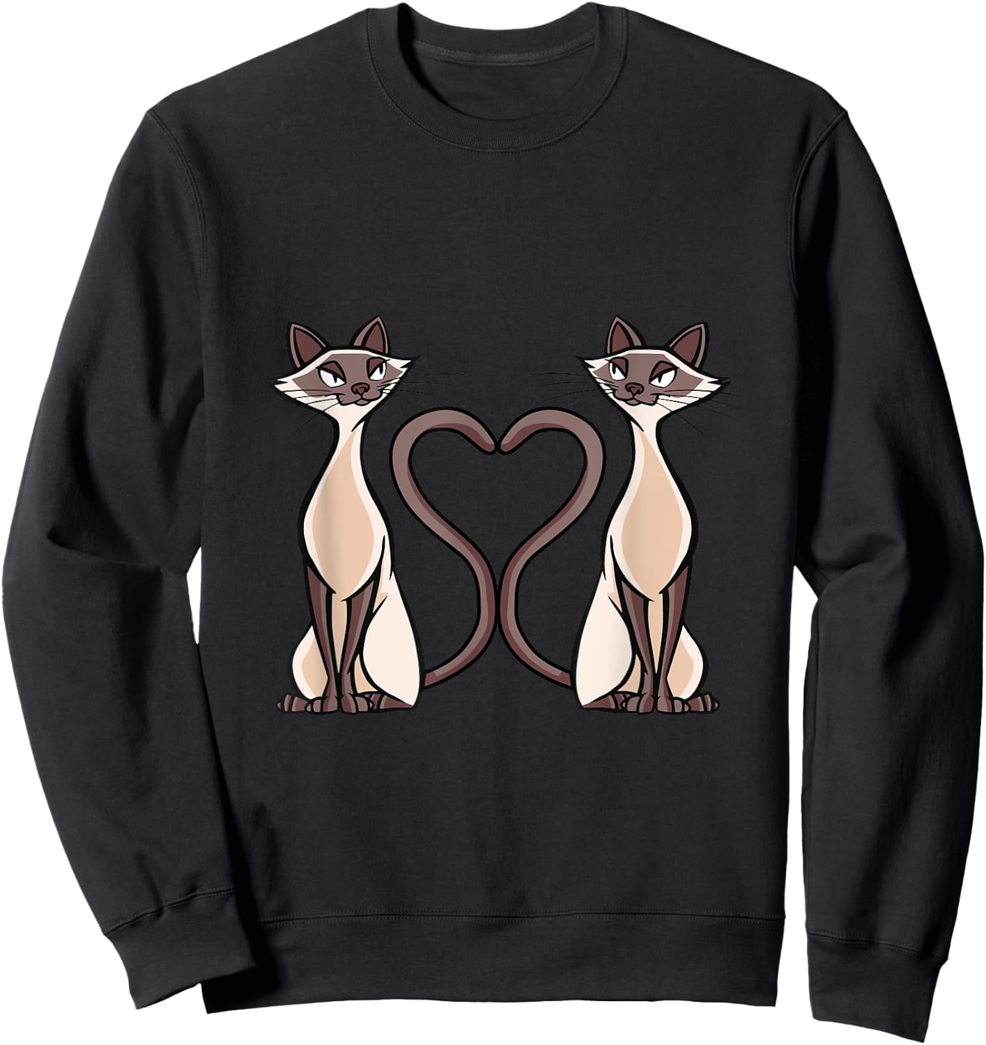 Siam Cat Heart Design Cat Lovers Sweatshirt - Sweatshirt | Black