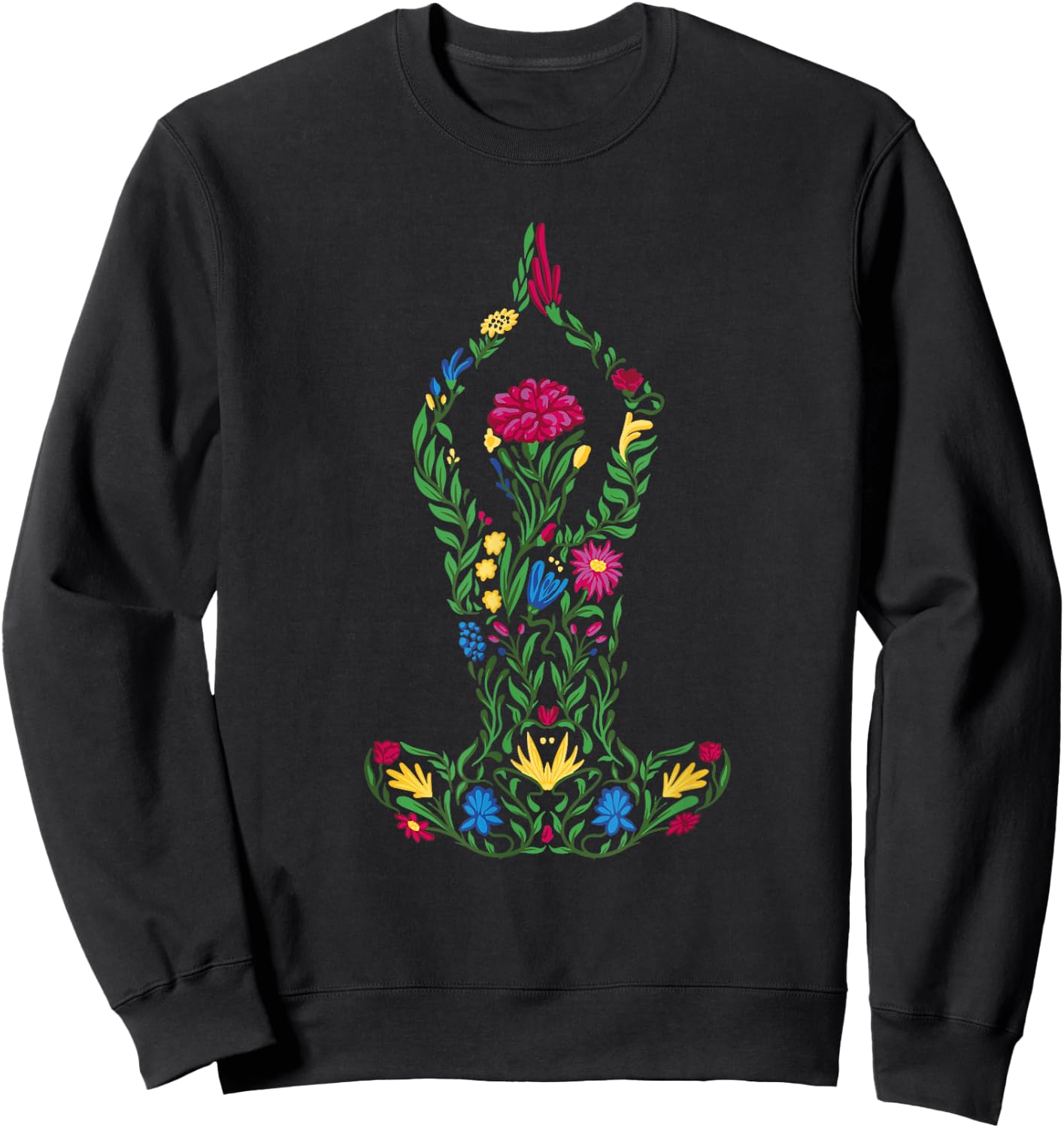 Namaste Yoga Women Meditation Colorful flower Sweatshirt - Sweatshirt | Black