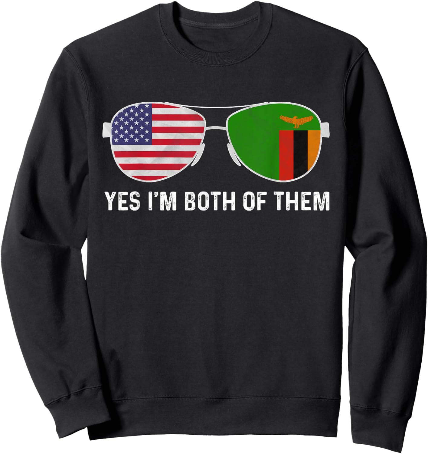 Sunglass Design Zambian American Flag Patriotic Heritage Kids Men Sweatshirt - Sweatshirt | Black