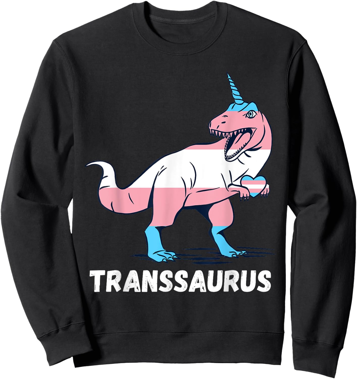 Transgender T-Rex Trans Pride Heart Unicorn Trans Pride Sweatshirt - Sweatshirt | Black