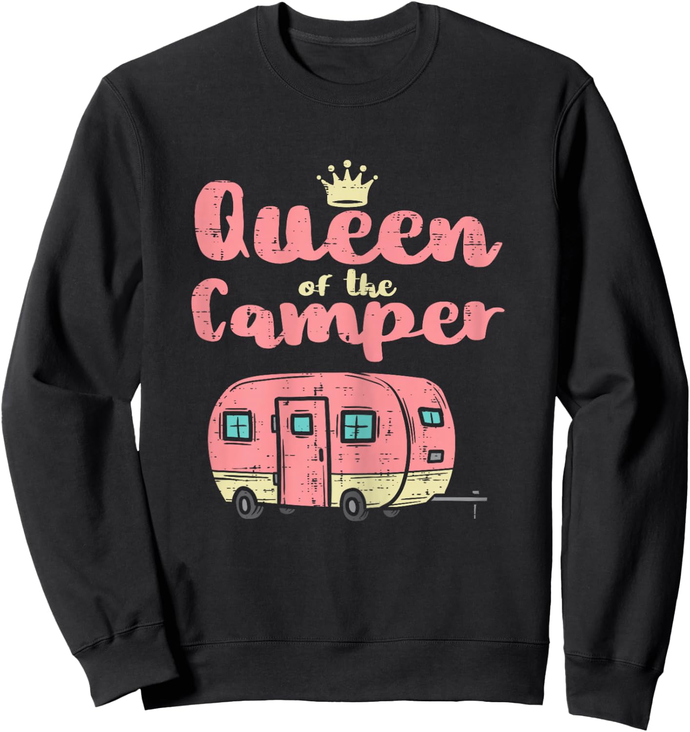 Queen Of The Camper Cute Camping Van Camp Trailer RV Women Sweatshirt - Sweatshirt | Black