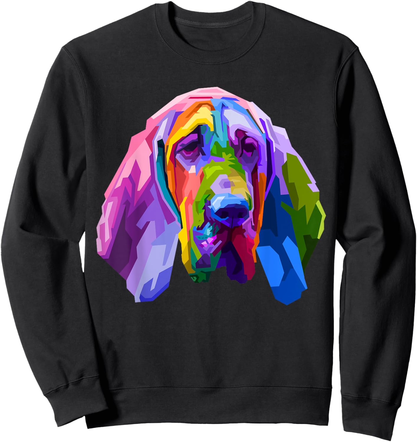 Bloodhound colorful pop art portrait for dog owners Men Women Girls Kids Sweatshirt - Sweatshirt | Black