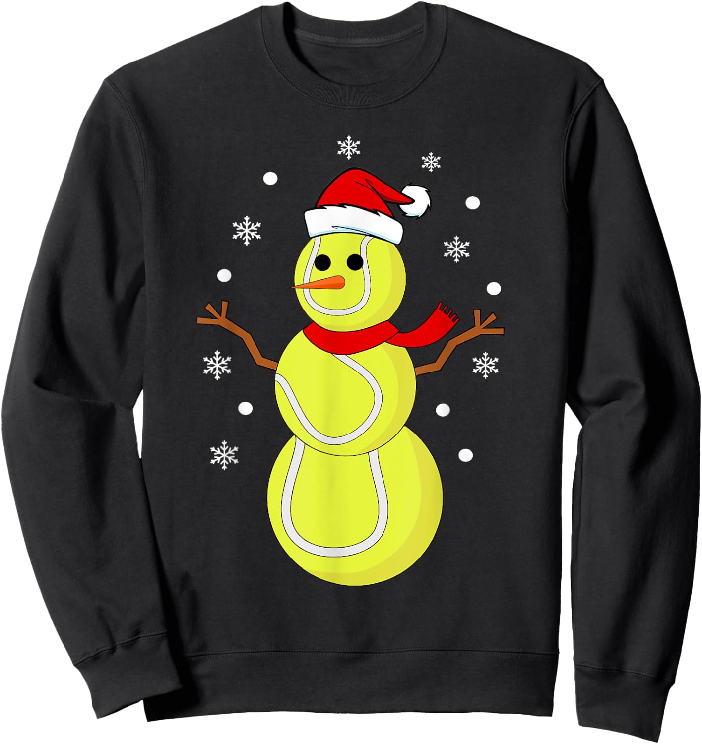 Christmas Tennis Balls Snowman Kids Funny Tennis Christmas Sweatshirt - Sweatshirt | Black