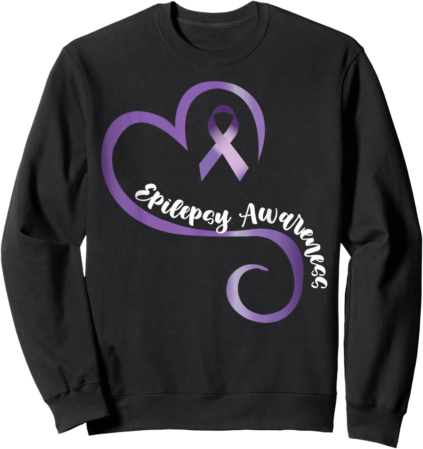 Epilepsy Awareness Heart Ribbon Sweatshirt - Sweatshirt | Black