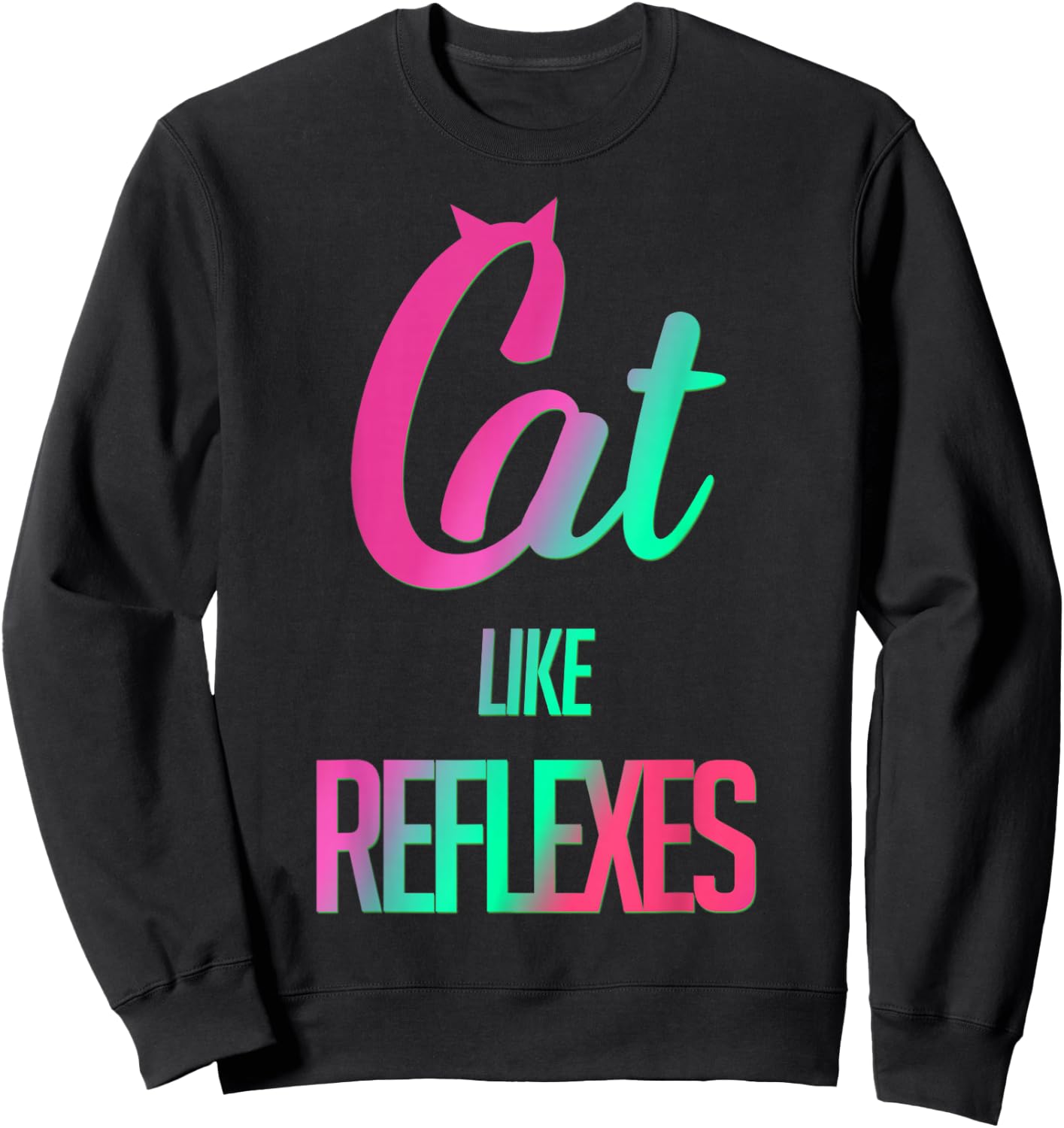 Trendy Cat Like Reflexes Gradient Sweatshirt - Sweatshirt | Black
